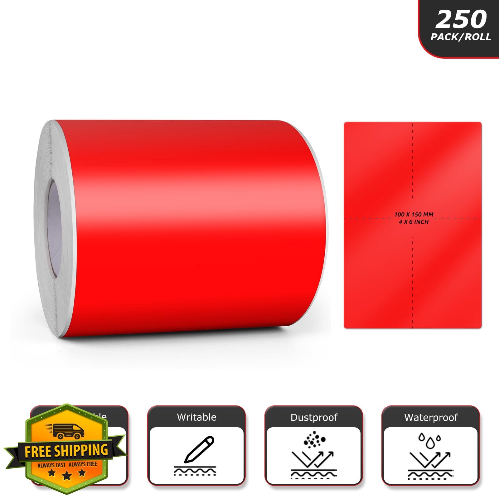 Meitaat Red 6 x 4 Inch Vinyl Stickers