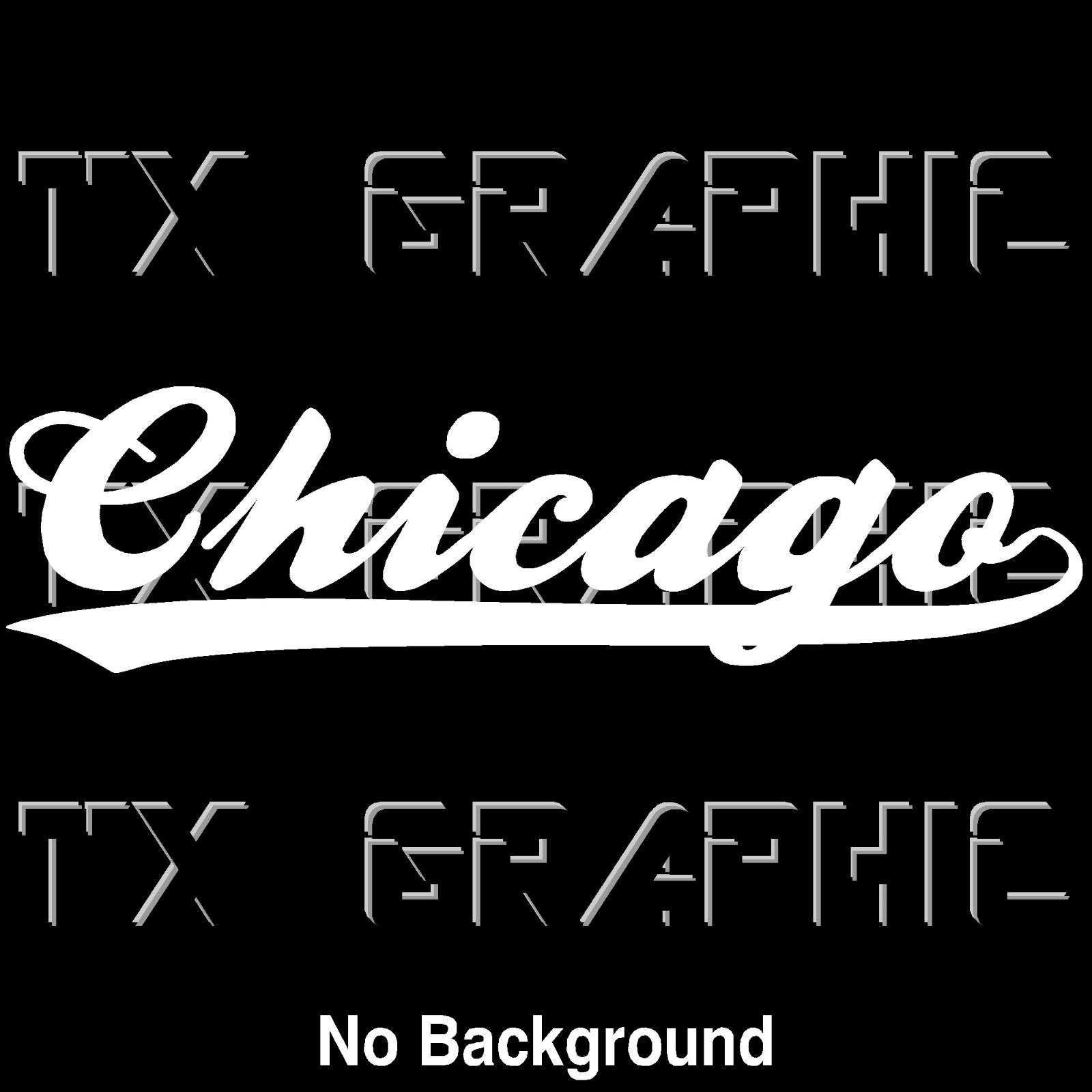 Chicago Decal Sticker Baseball Script with Tail Cubs White Sox Illinois