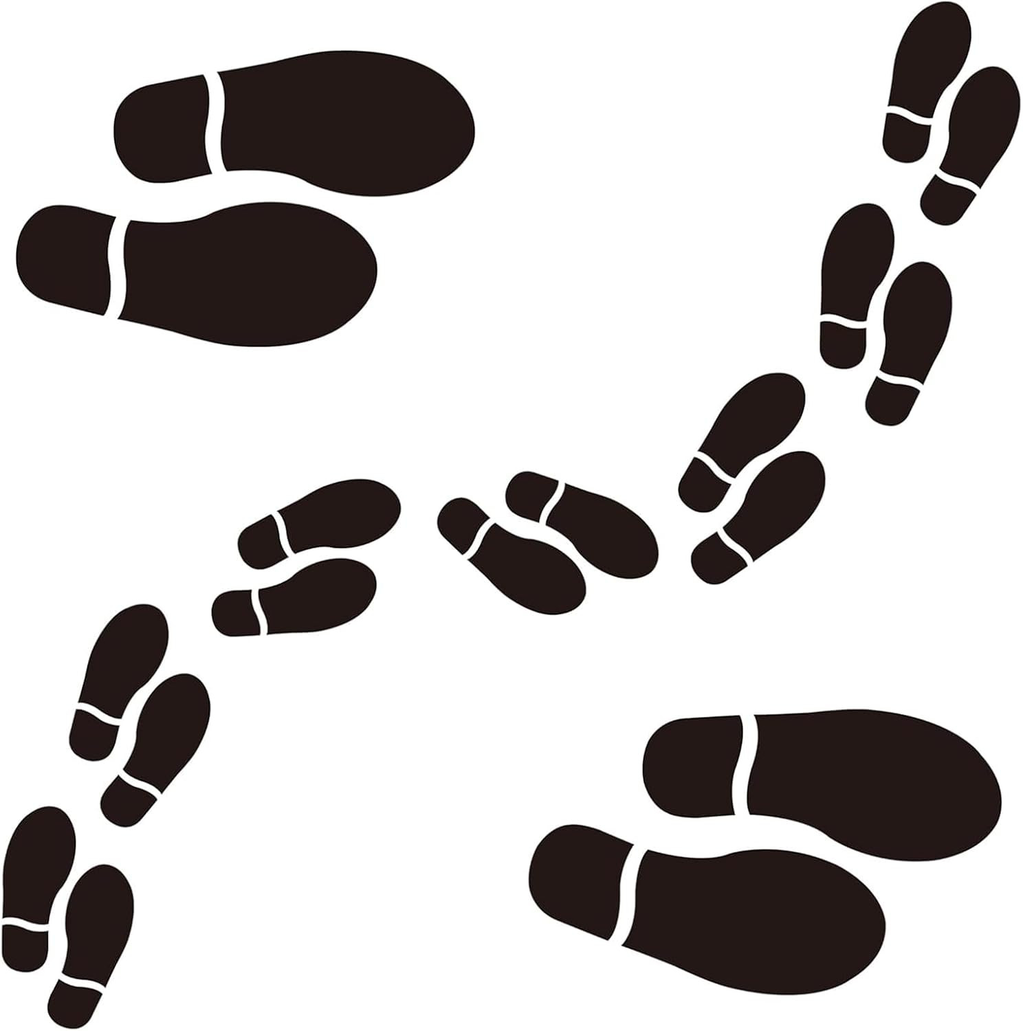 Finduat 20 Pairs 40 Prints Black Shoe Footprint Stickers Decals, Floor Wall Stai