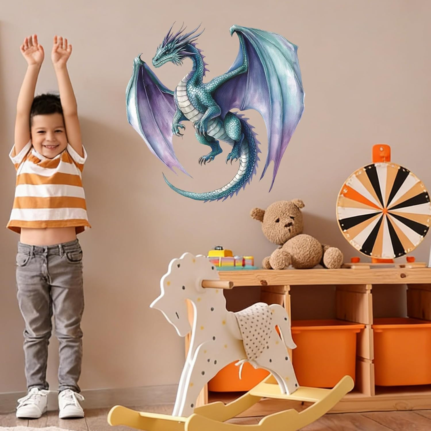 Colorful Flying Dragon Wall Stickers Vinyl Art for Kids Room Nursery Decals