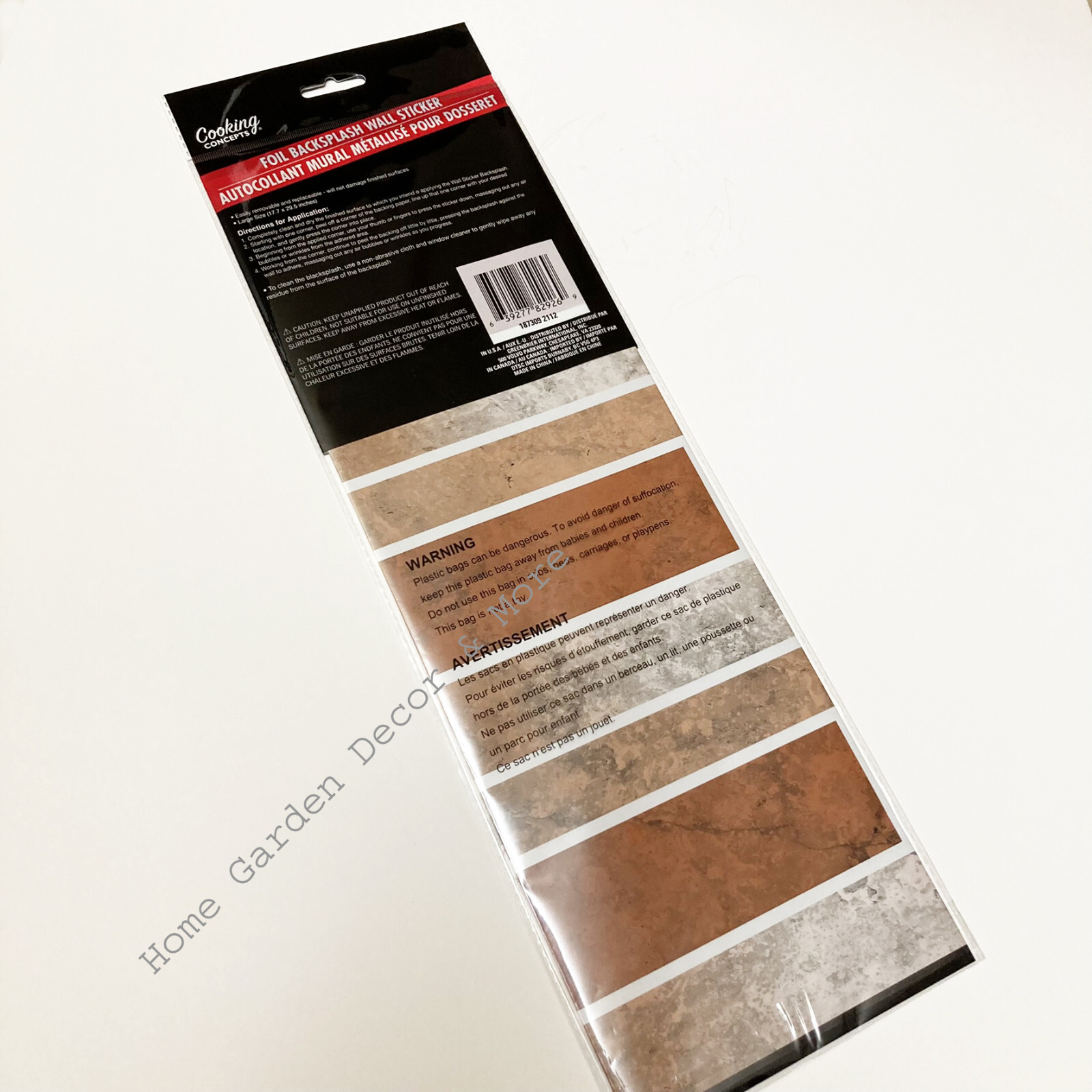 Teracotta Brown Brick Tile Foil Backsplash Wall Art Decal 29.5" Peel Stick
