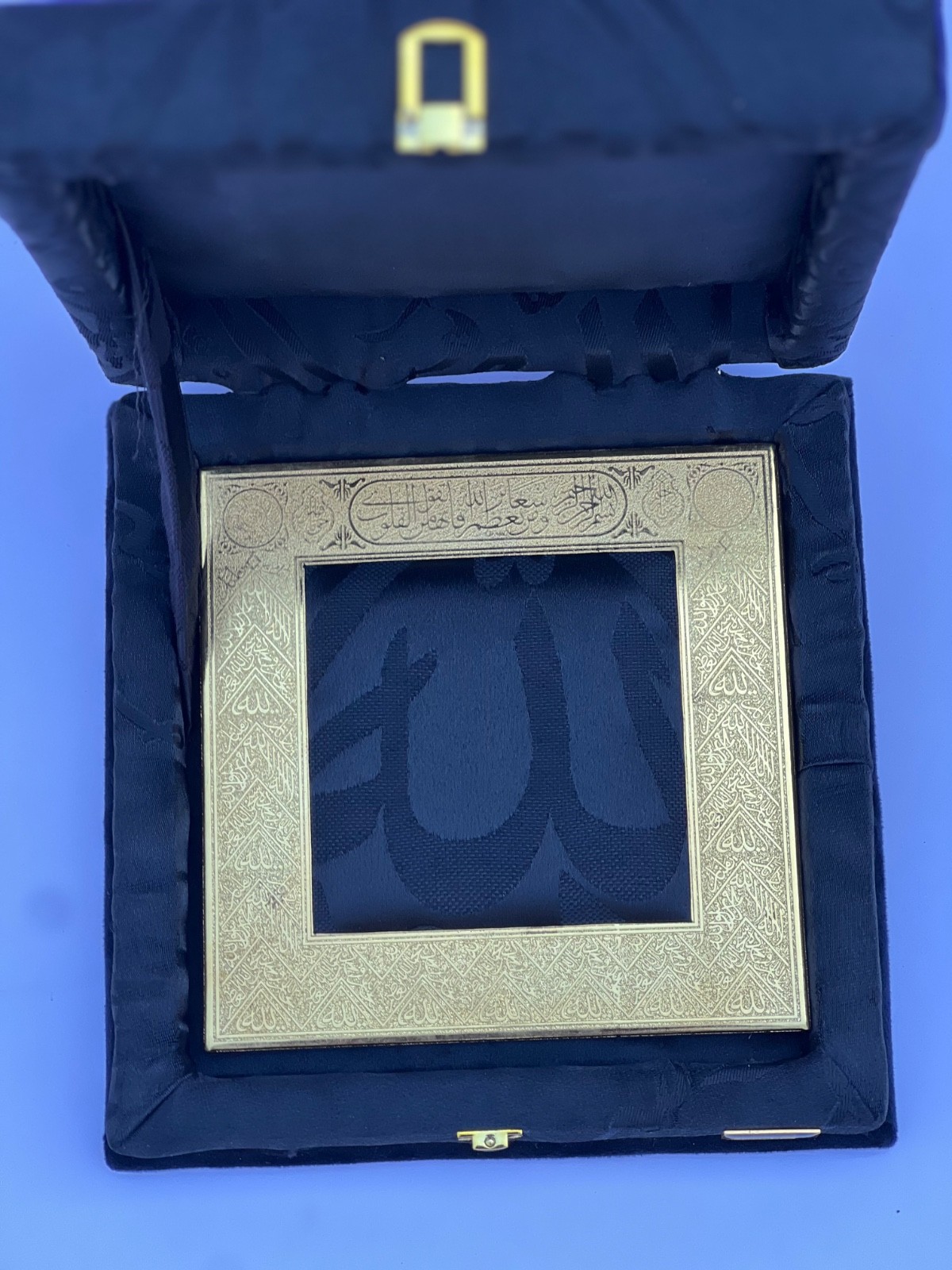 Luxury Kaaba Kiswah Inspired Framed Islamic Wall Art Handmade Brass Decor