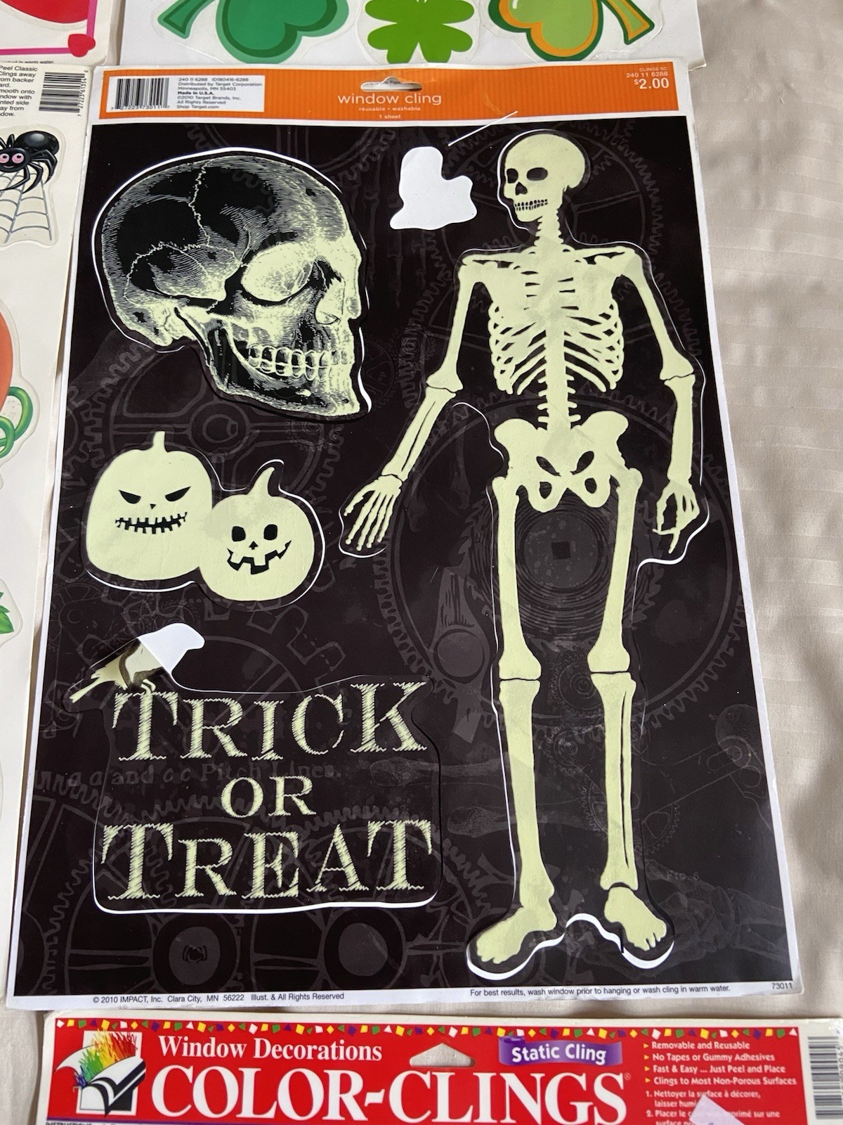 Vtg Lot of 9 Holiday Valentines/Halloween/Thanksgiving/Other Window Gel Clings