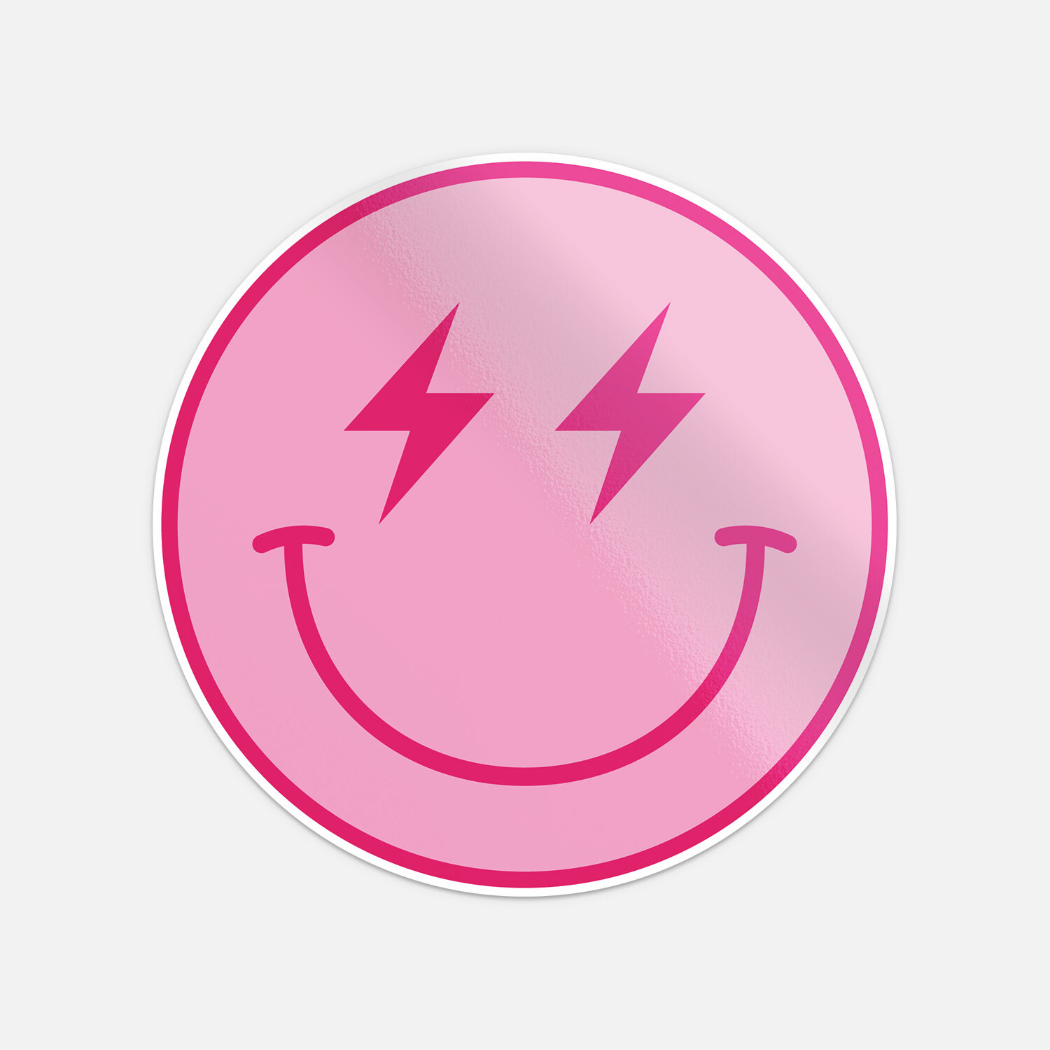 Pink Lightning Bolt Smiley Face Car Bumper Vinyl Sticker Decal