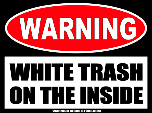 Funny Stickers White Trash On the Inside Warning Sticker Decals 2-pack #WS478