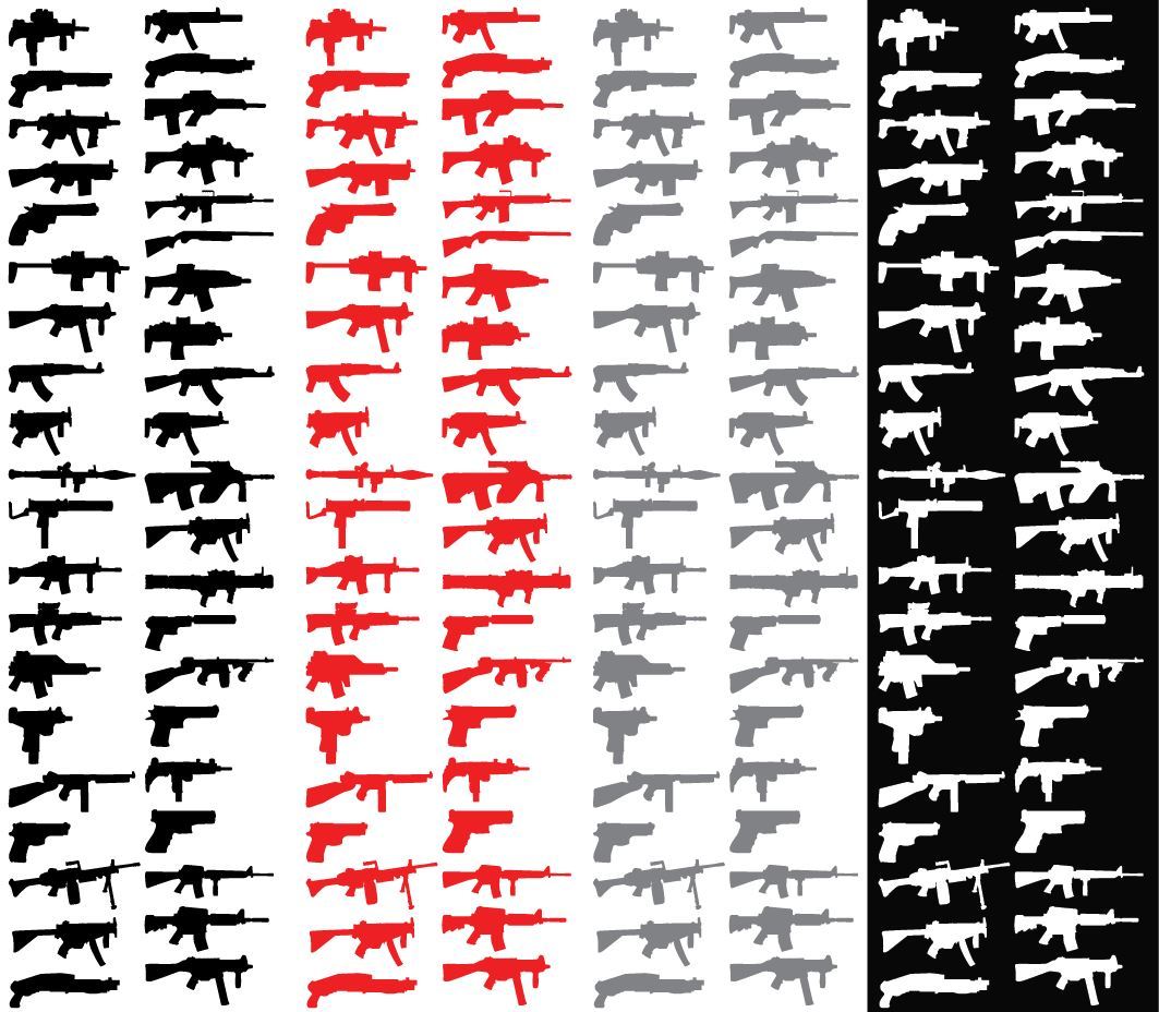 40 – 4" Universal Machine Gun Rogue Decals Without Triggers Show Status Sticker
