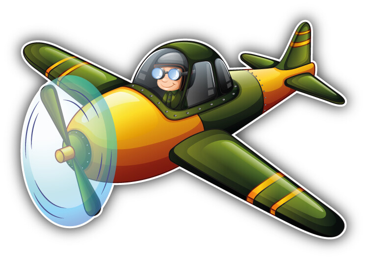 Vintage Plane Cartoon Car Bumper Sticker Decal