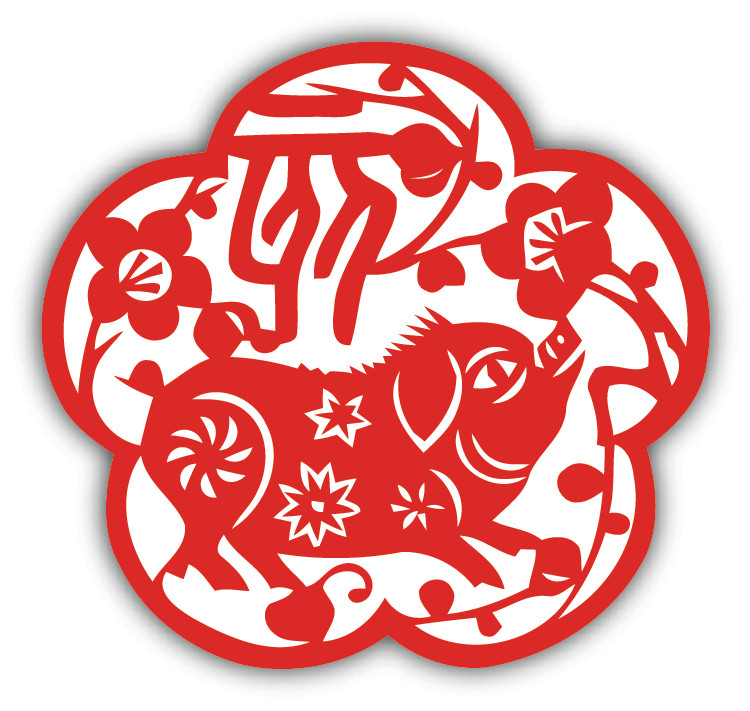 Chinese Zodiac Pig Sign Car Bumper Sticker Decal "SIZES"