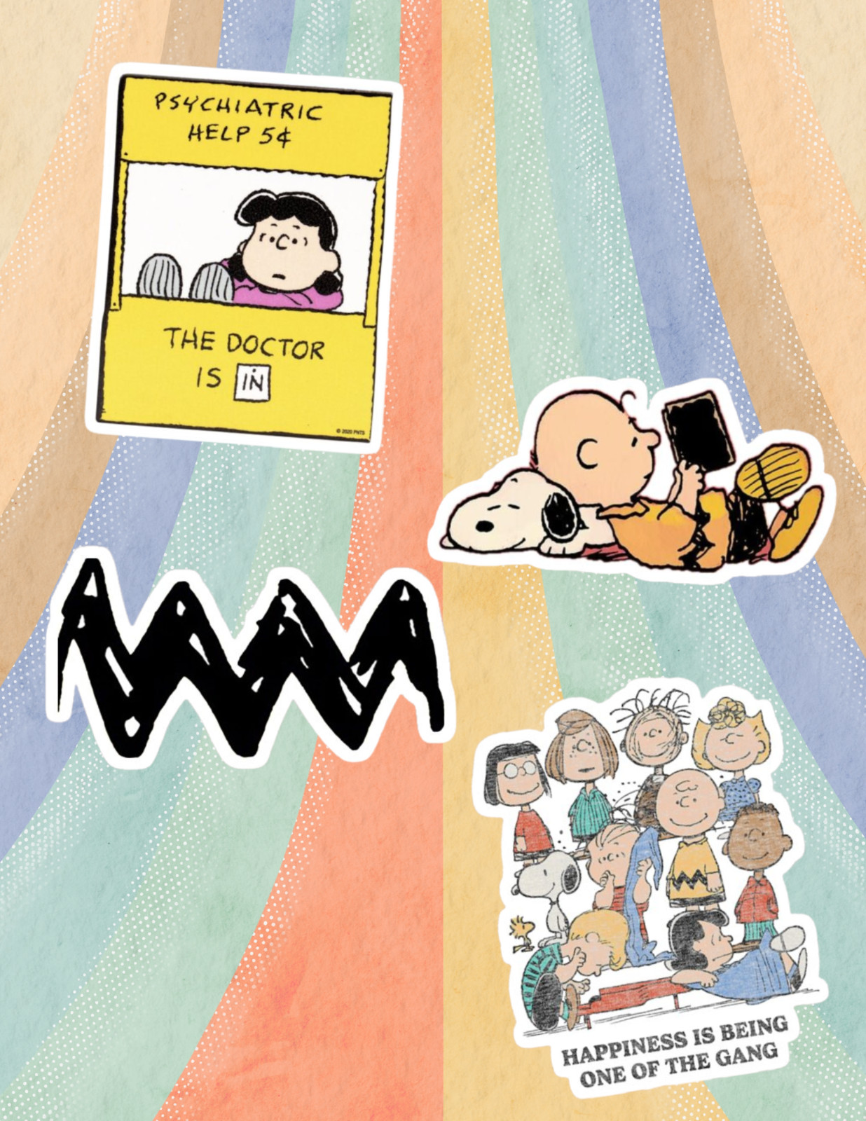 Charlie Brown Peanuts 4pc Sticker Pack