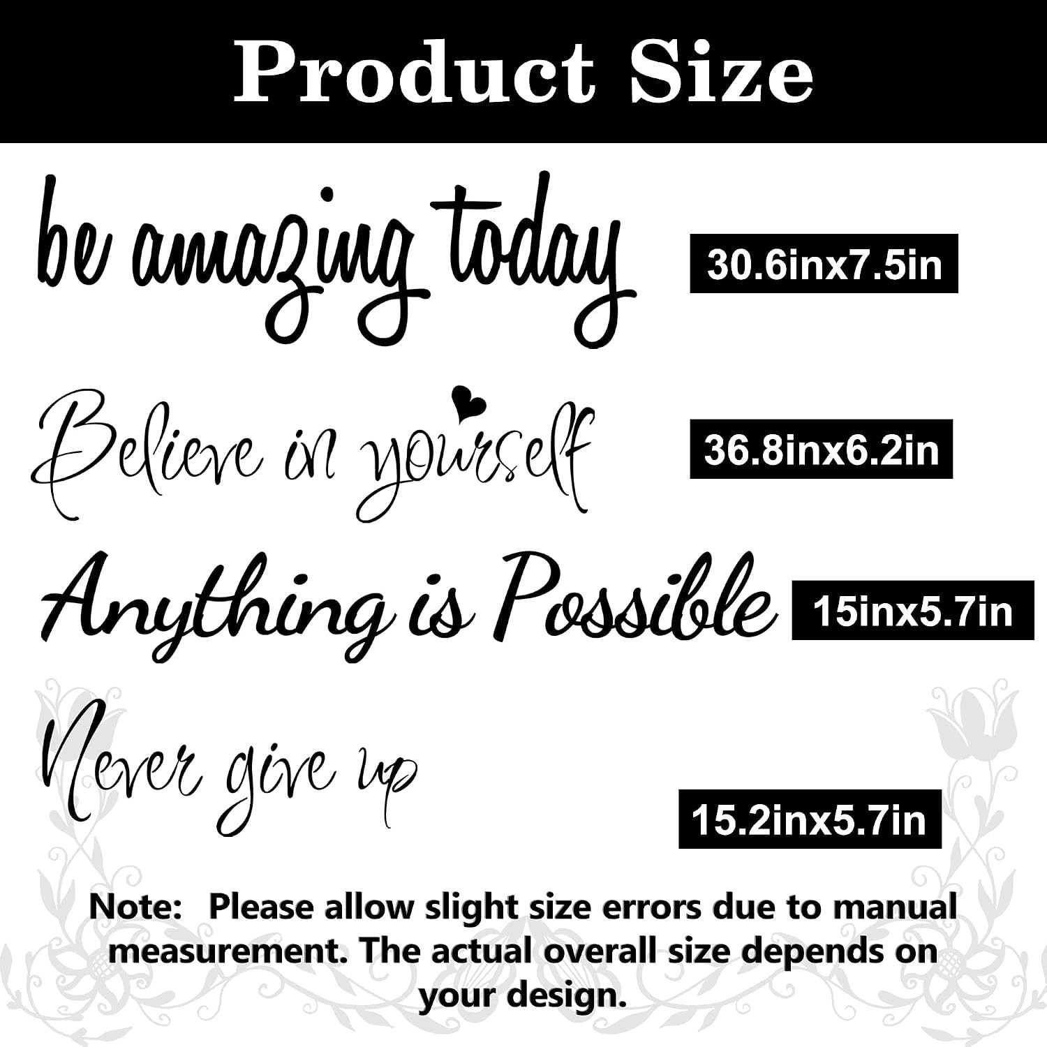 Inspirational Quote Wall Decals Removable Motivational Letter Stickers for Cl…