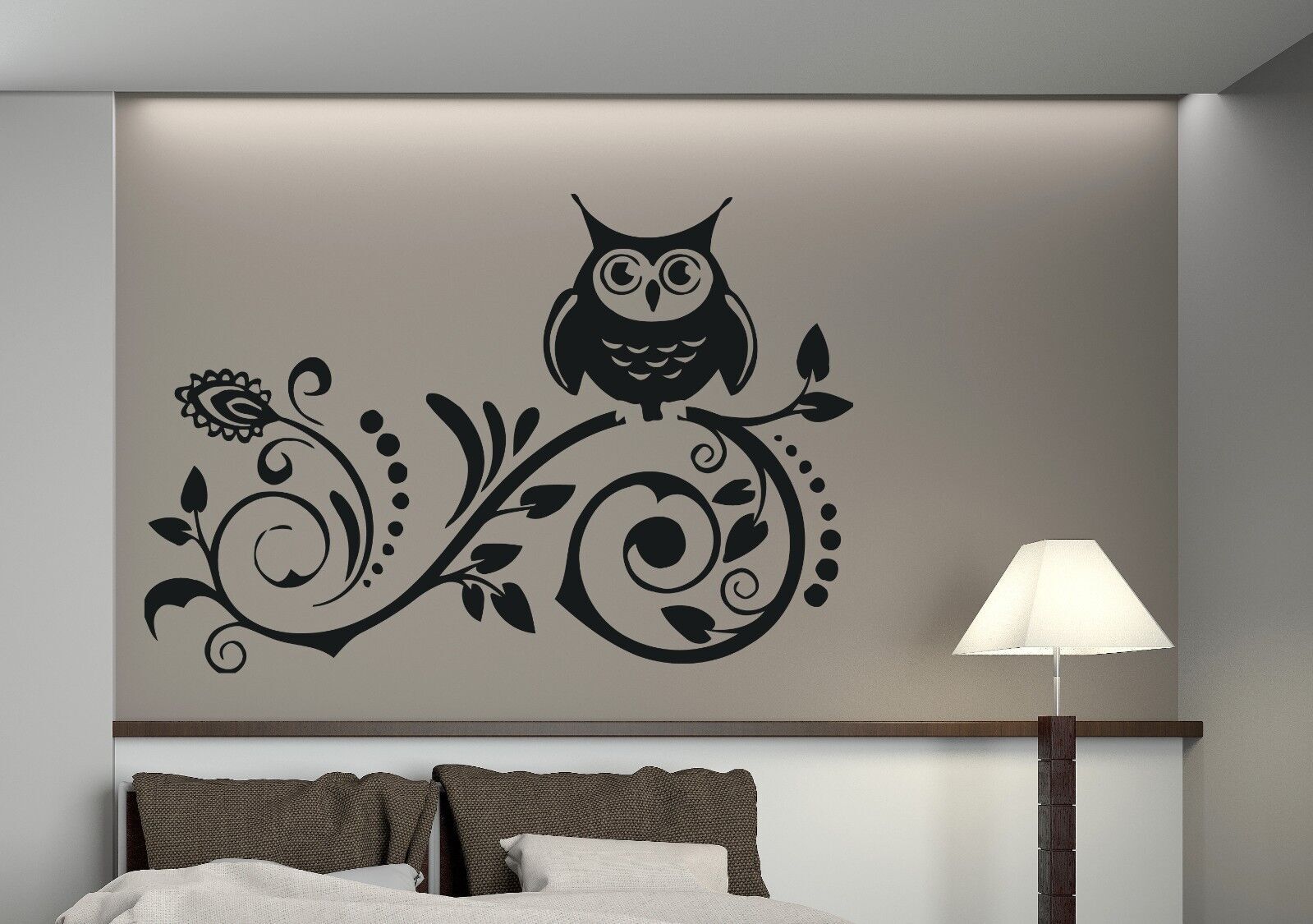 Vinyl Wall Sticker Night Inhabitant Owl Sitting on a Branch (n154)