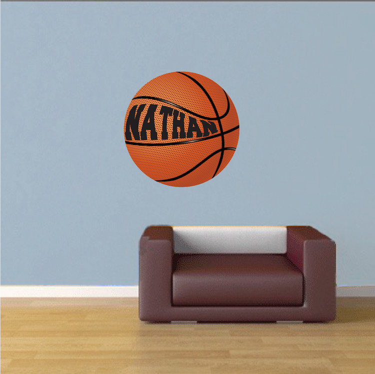 Custom Basketball Name Wall Decal Kid's Room Sports Decal Basketball Art, e43