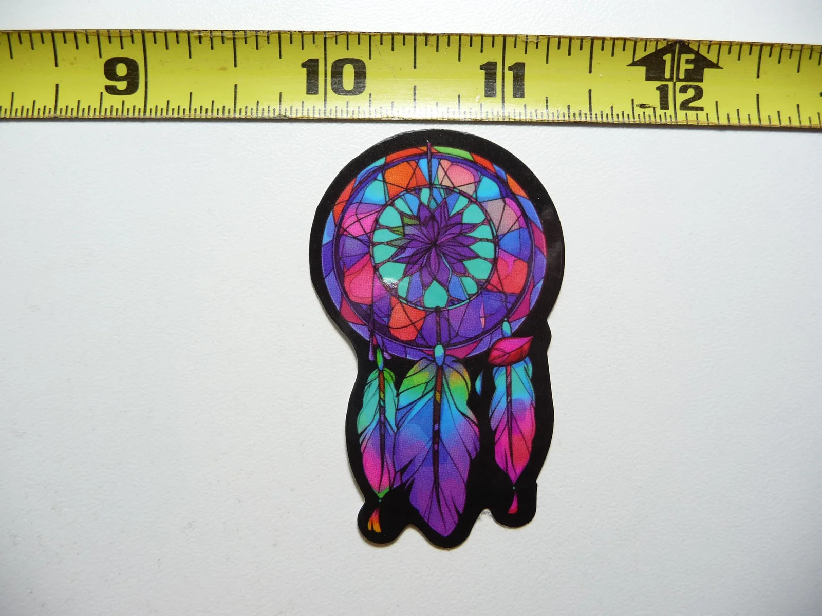 DREAM CATCHER FEATHERS SMALL STICKER DECAL STAINED GLASS STYLE BEAUTIFUL COLORS