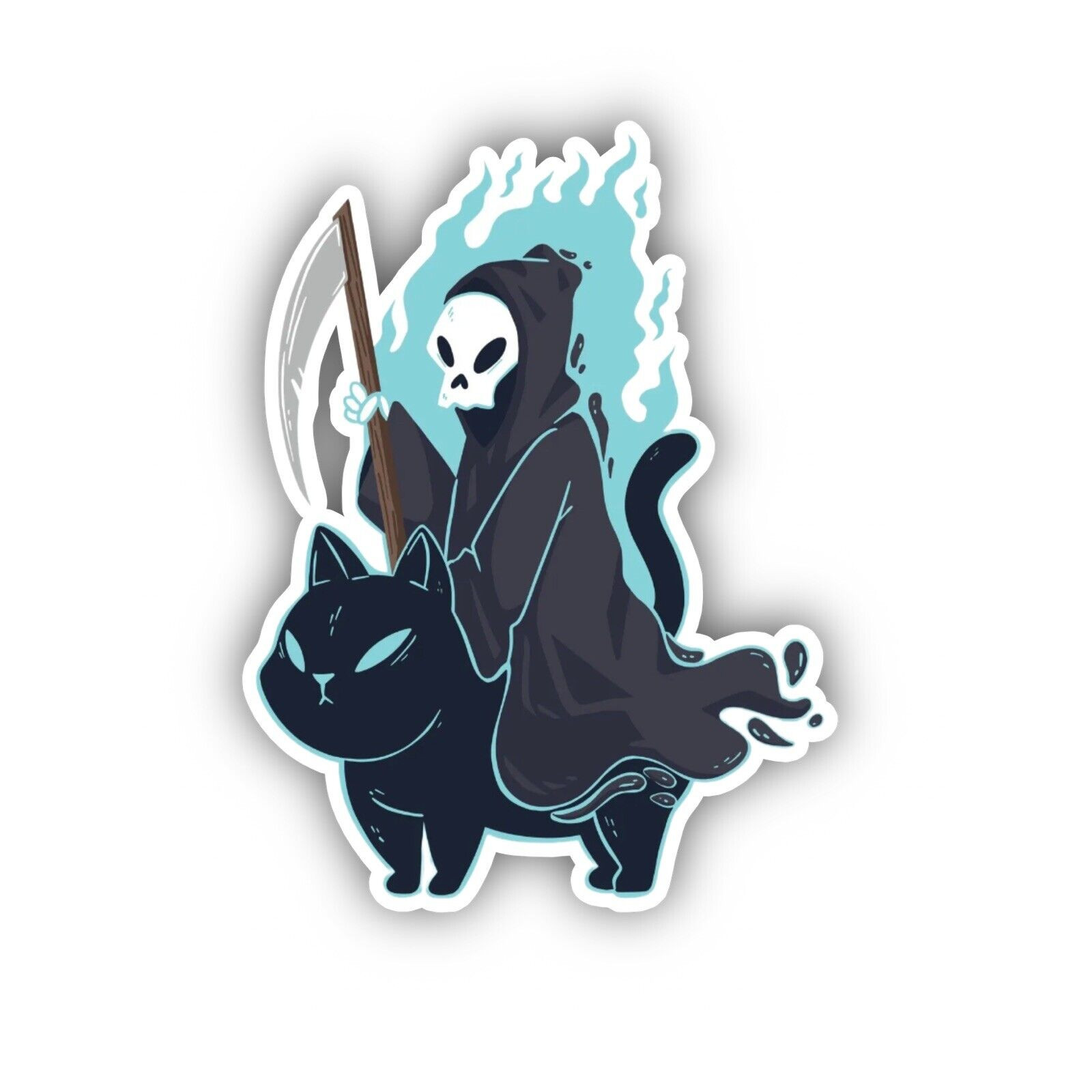 Grim Reaper Evil Cat Sticker Decal