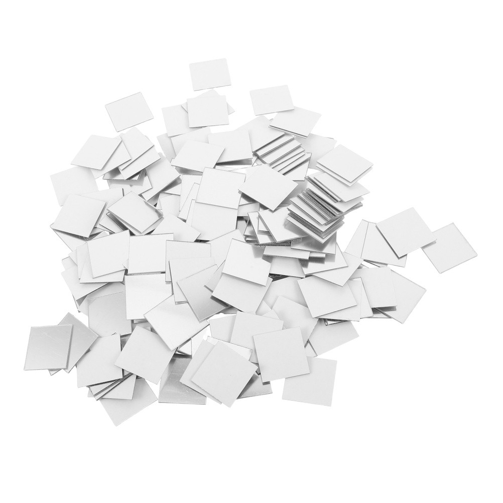 200 Pcs Mosaic Mirror Sticker Small Square Tiles Miniature Craft Mirrors