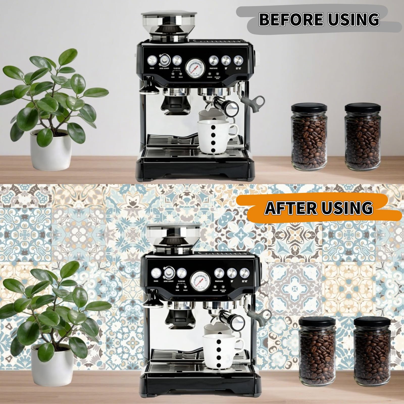 24-Pack Peel and Stick Backsplash Tiles, Moroccan Talavera Tile Stickers Wate…