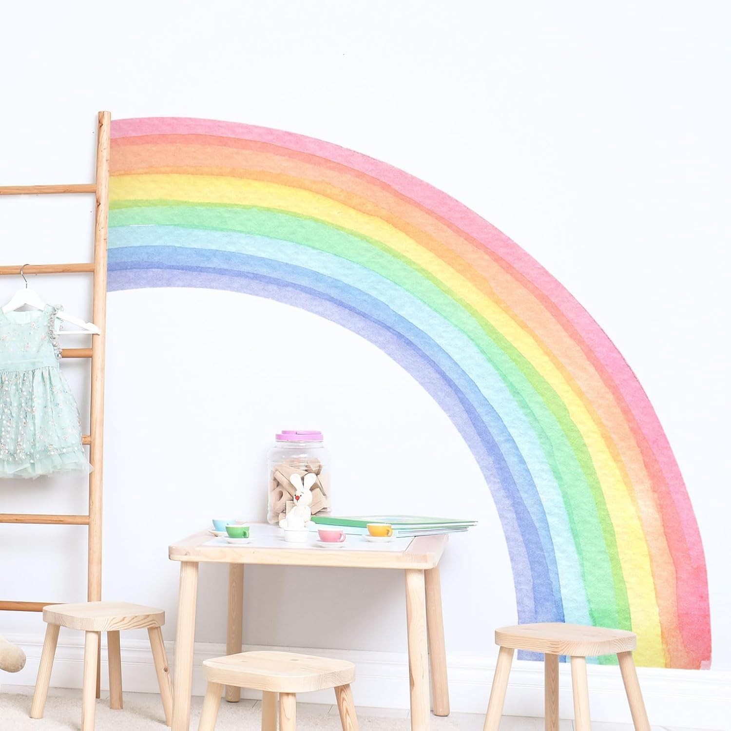 55"x63" Large Rainbow Wall Stickers, Mural Watercolor Half Rainbow Wall Decal…