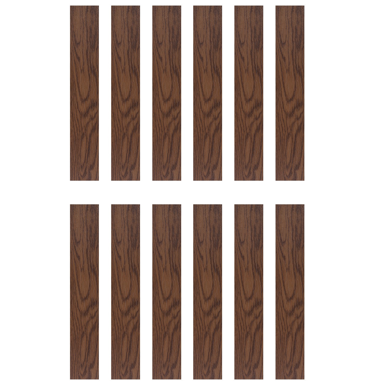 12pcs 36×6" PVC Wood Effect Adhesive Floor Tiles, Coffee