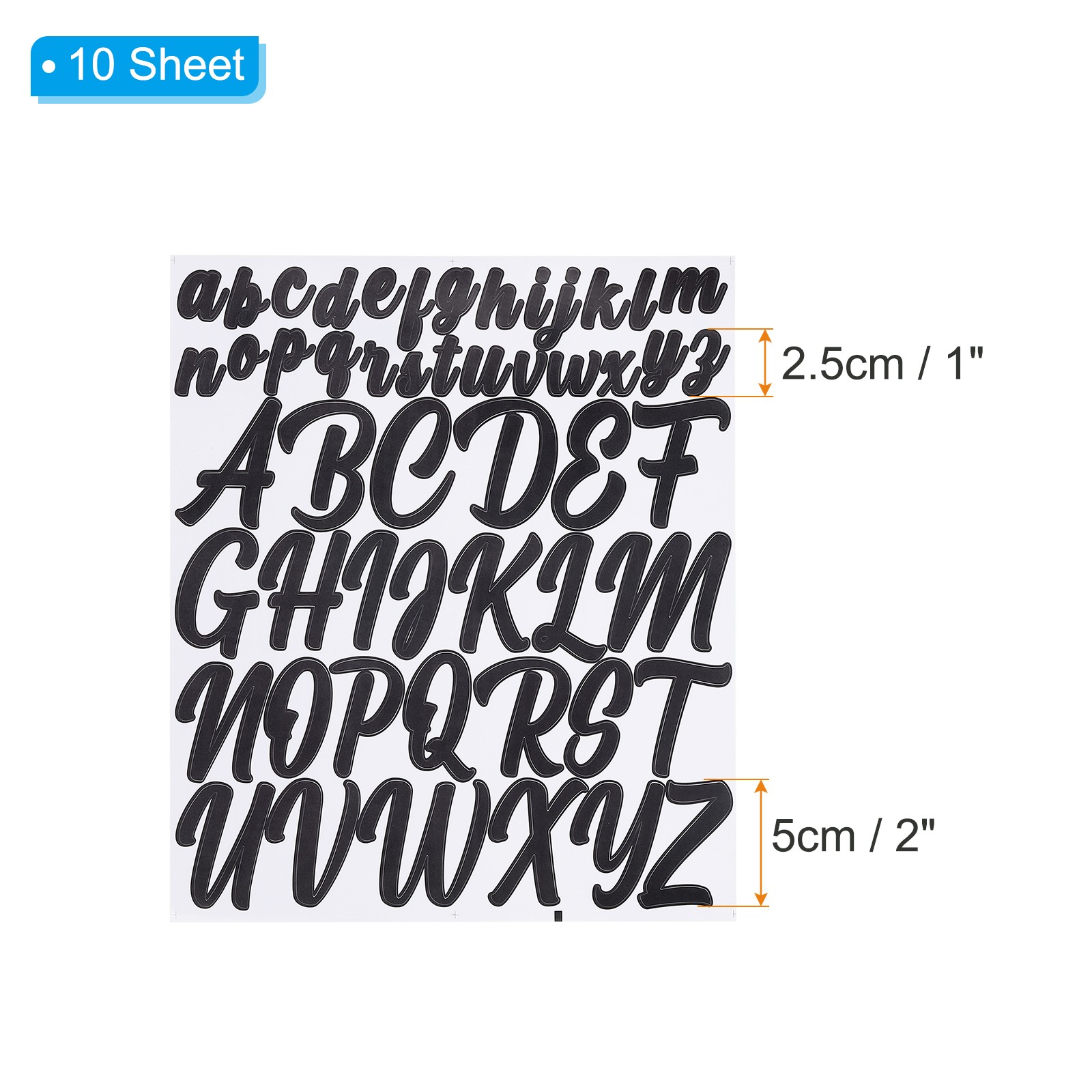 Vinyl Letter Stickers 10 Sheets 1 Inch 2 Inch Alphabet Sticker Decals Black