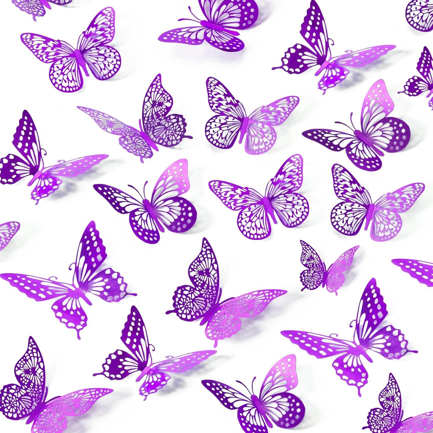 Purple 3D Butterfly Wall Stickers – Waterproof Removable Decor for Kids' Rooms