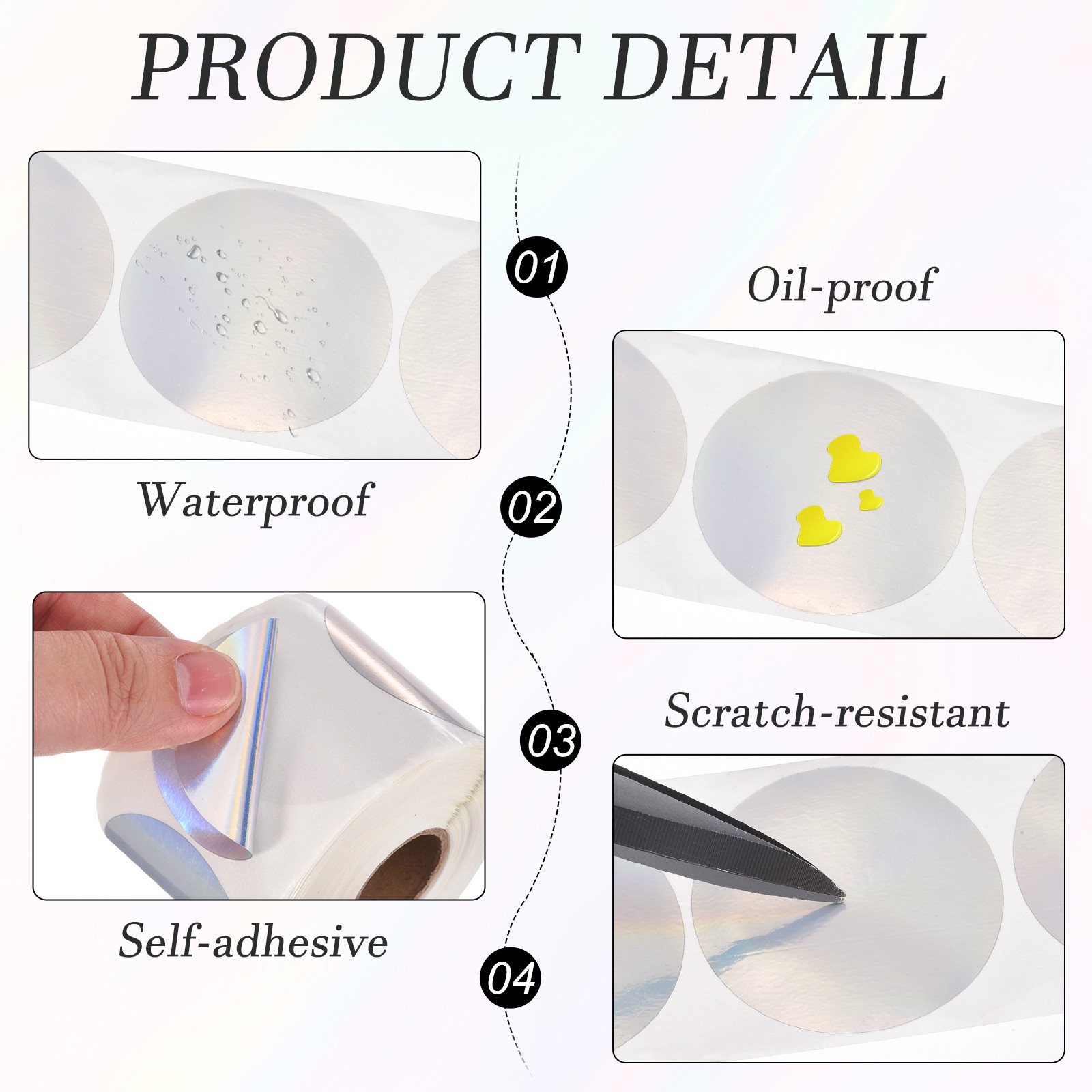 500pcs Round Thermal Label 1.5×1.5" Self-Adhesive Thermal Stickers Silver