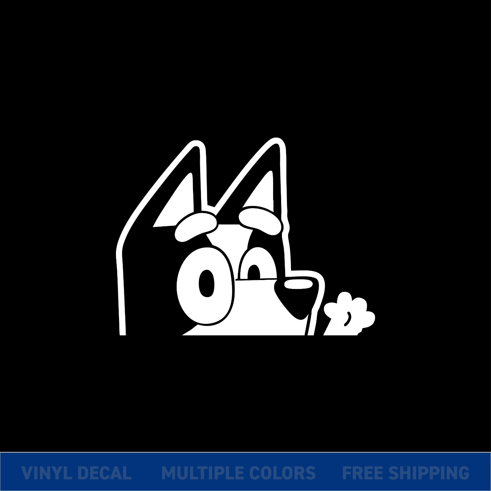 Bluey Peeker – Glossy Cut Vinyl Car Decal – Multiple Sizes & Color