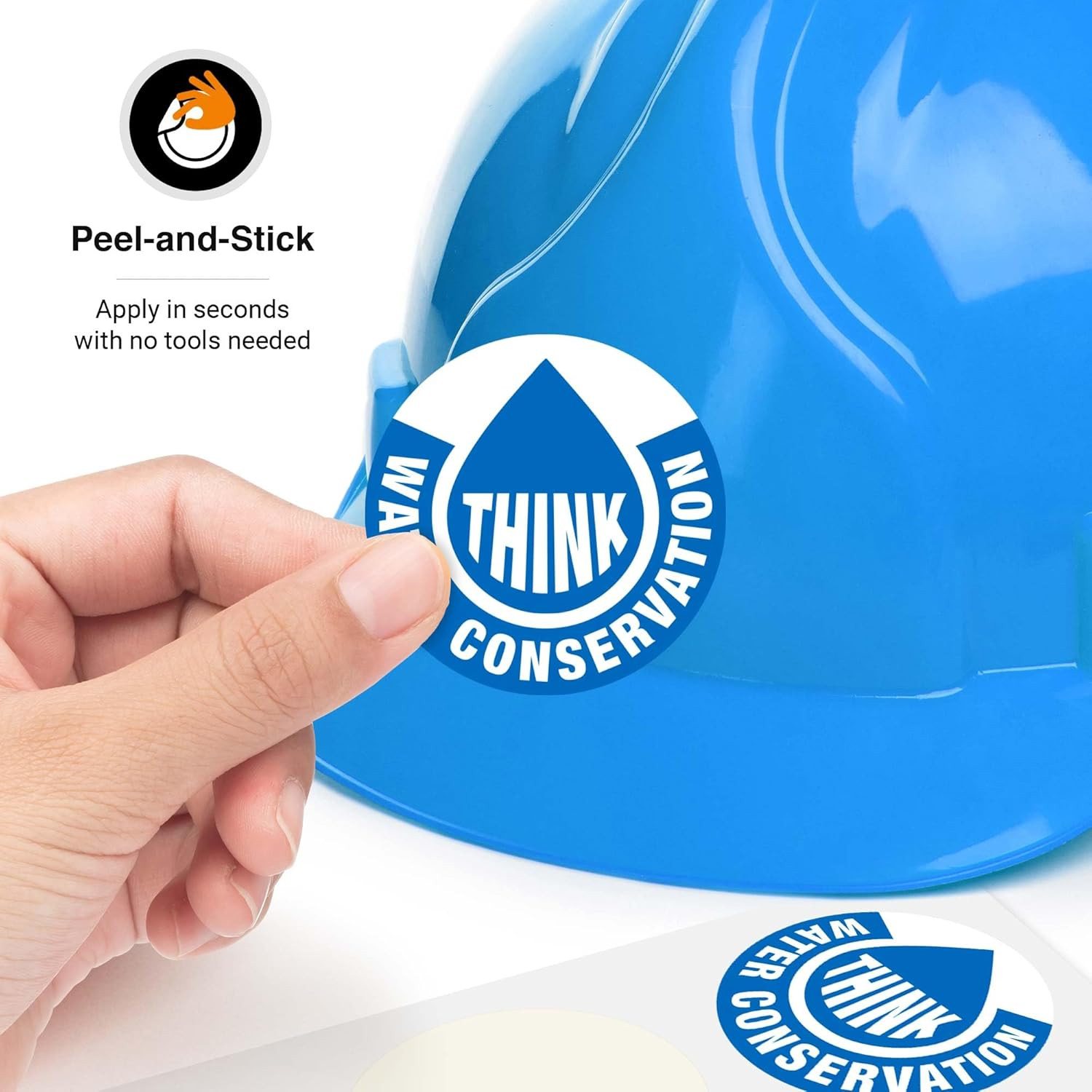 Water Conservation Hard Hat Sticker, 6 Pack, 2X2 Inches, Construction Decals