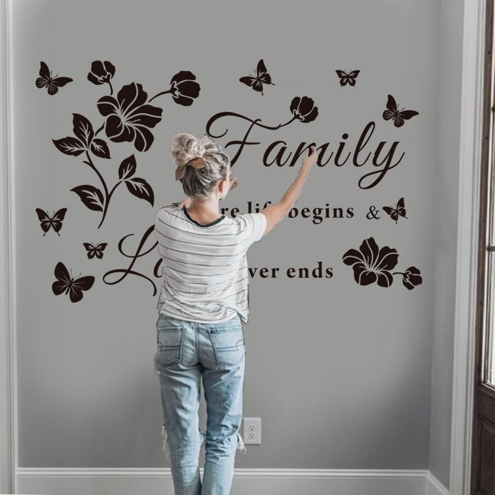 Family Wall Decals Quote Sticker Living Room Bedroom Decor Vinyl 29x19in