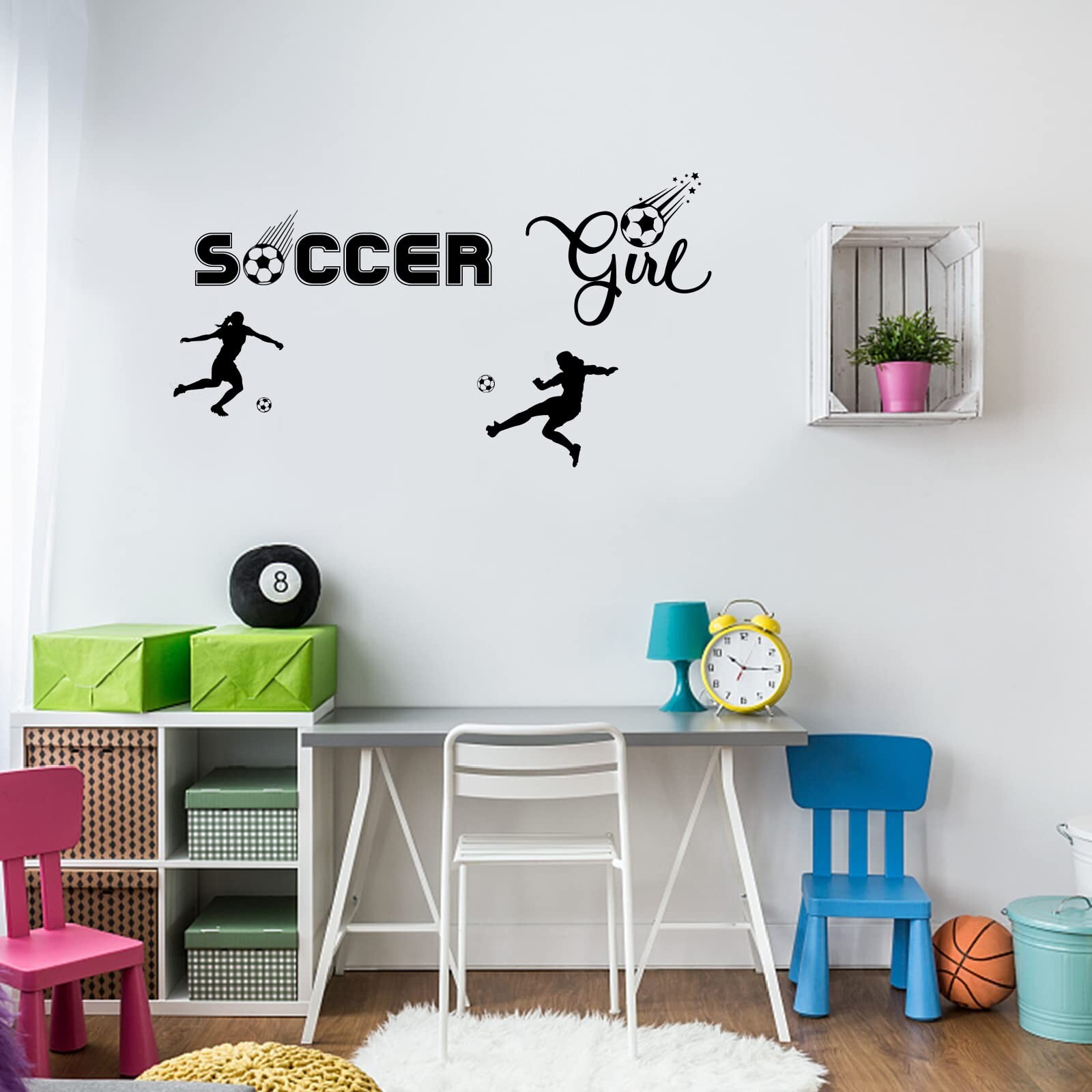 PLIGREAT Soccer Girl Quotes Wall Stickers, Peel and Stick Wall Decals, Remova…