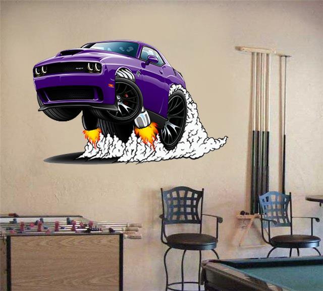 Challenger SRT Hellcat WILD RIDES Car-toon Wall Art Graphic Sticker