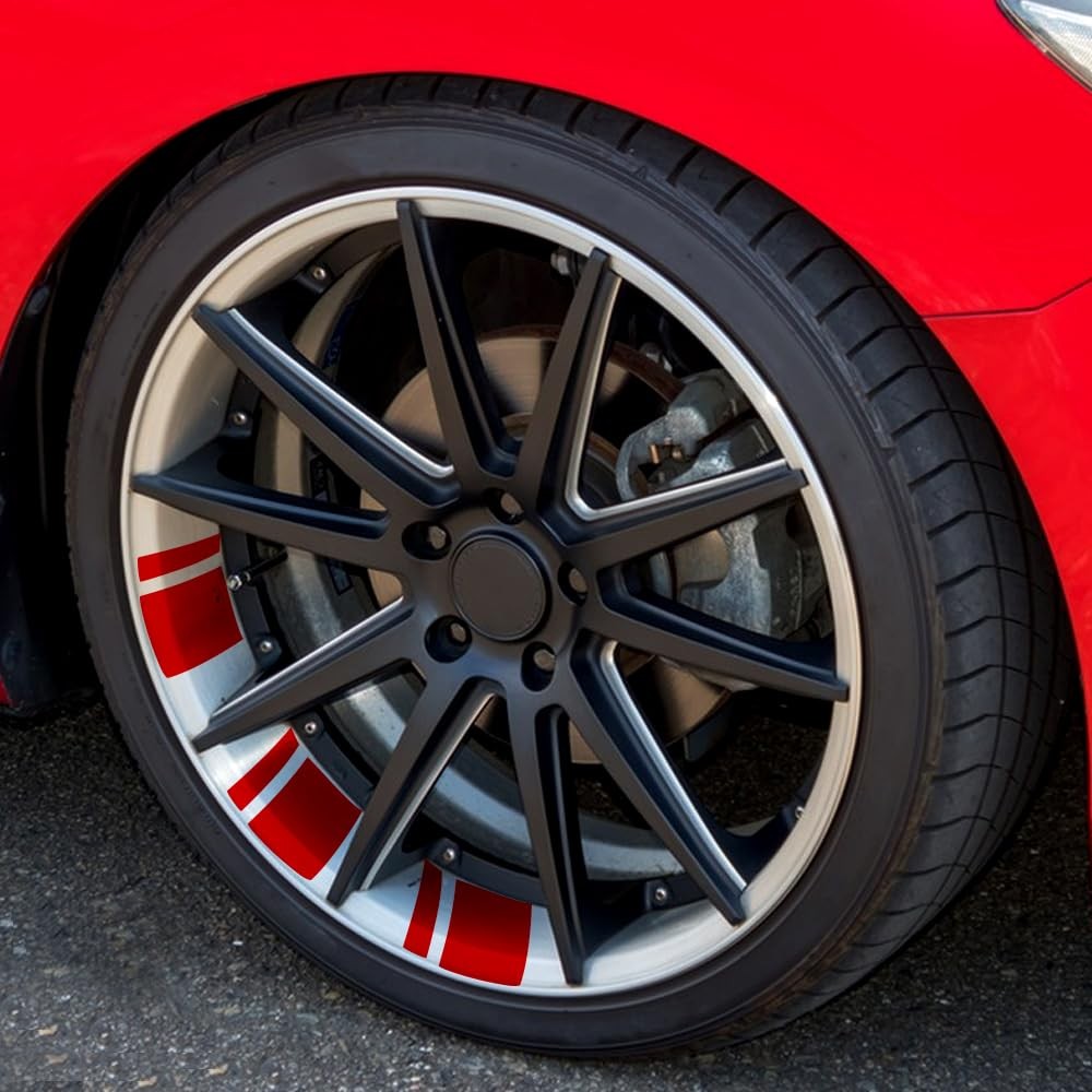 8 PCS Wheel Rim Decal Stripe Reflective Stripe For 1821 Inch Wheels Red
