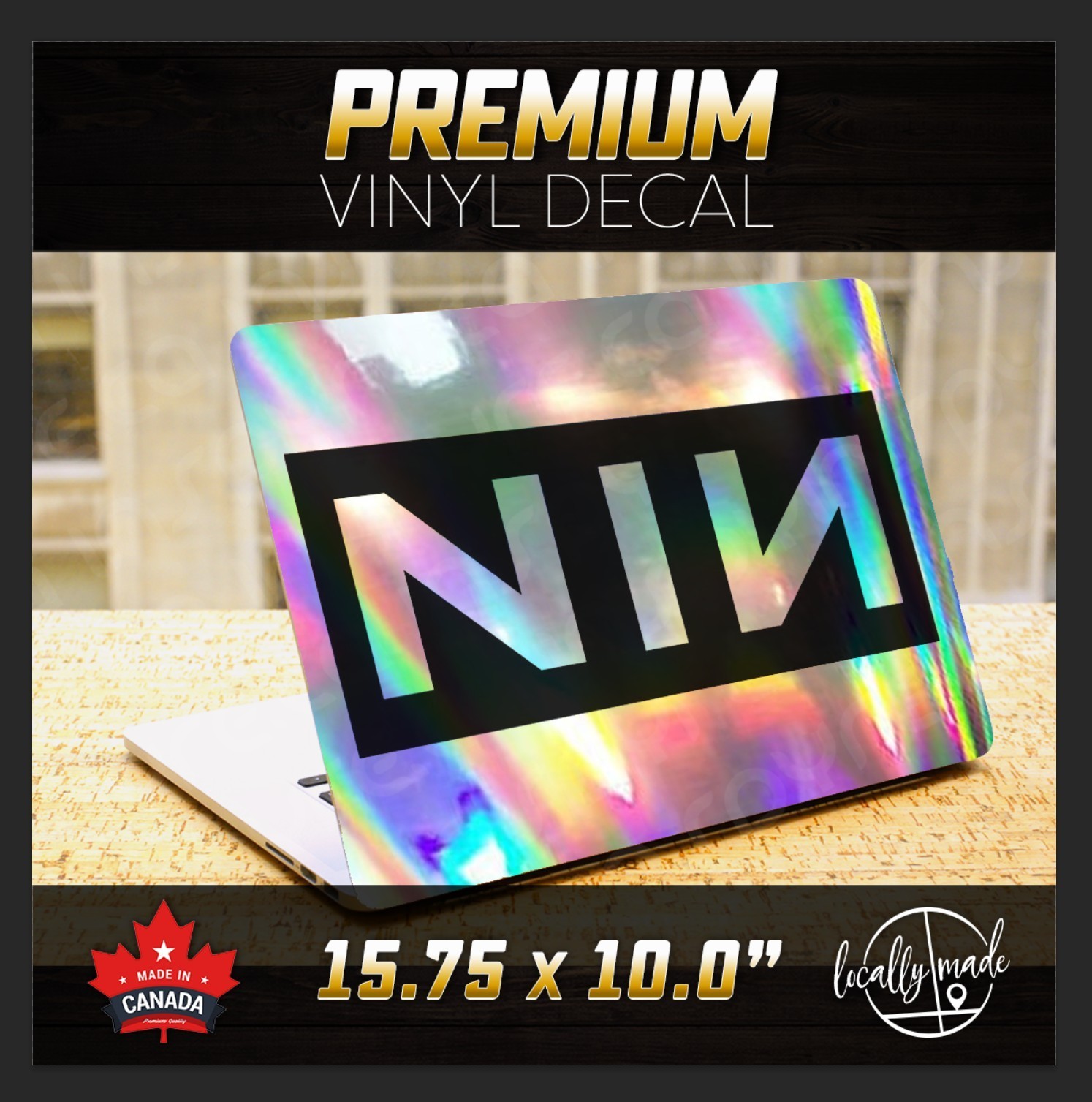 NIN Holo Iridescent Vinyl Decal Laptop 15.75 x 10.0in | Rock Nine Inch Nails