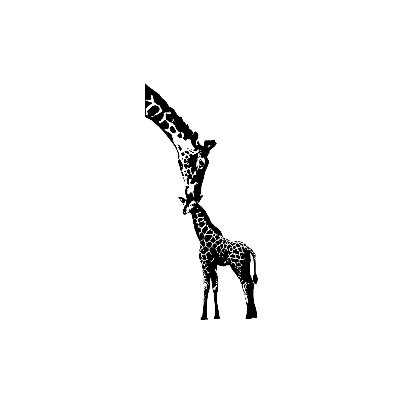 Baby Giraffe Decal Mother Giraffe Wall Decal Sticker. Africa Safari (Black) #384