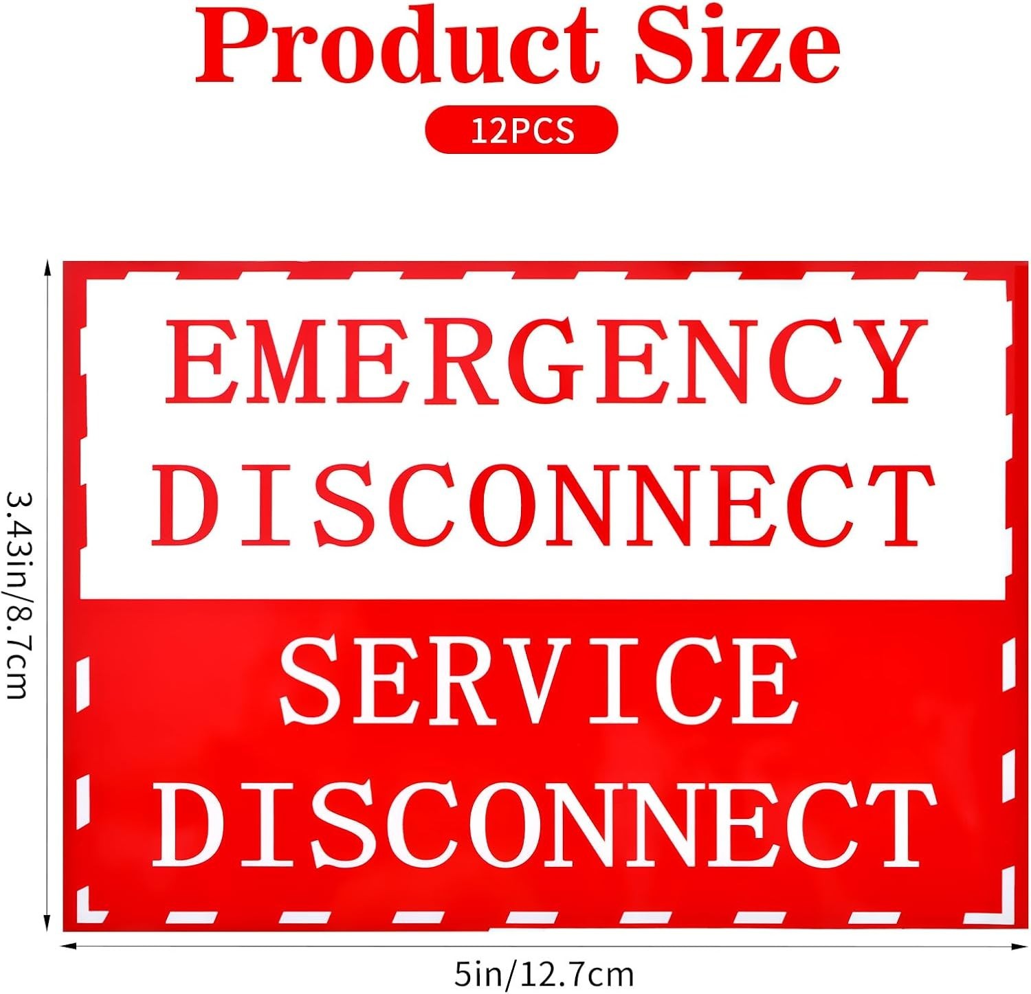 12PCS NEC Compliant Emergency Disconnect Sticker, 5×3.5 Inch Emergency-Disconnec