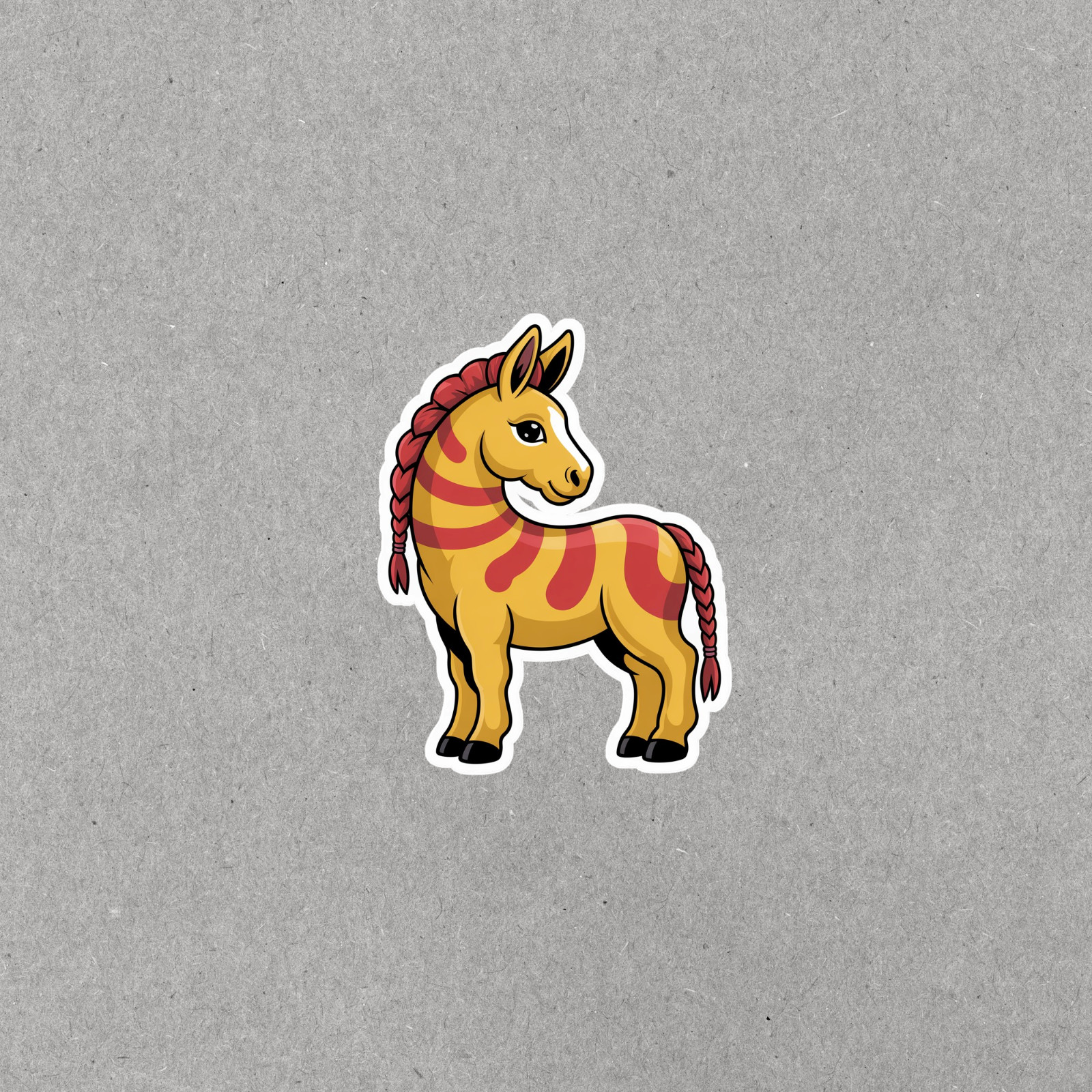 Cute Yellow & Red Striped Horse Sticker for Laptops, Notebooks, Water Bottles #6