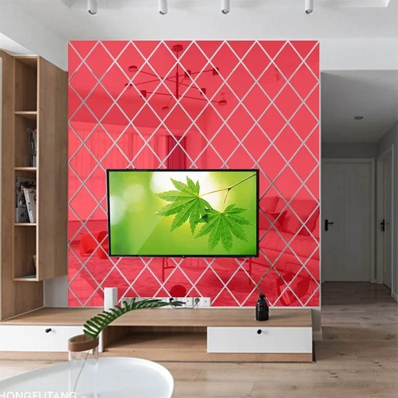 DIY Acrylic 3D Triangle Mirror Wall Stickers Self Adhesive Diamond Home Decor