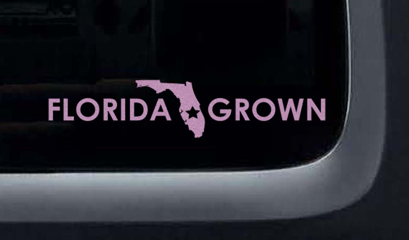 Florida Grown Frosted Etched Glass Vinyl Quote Sticker Decal 5"w or 7" inches
