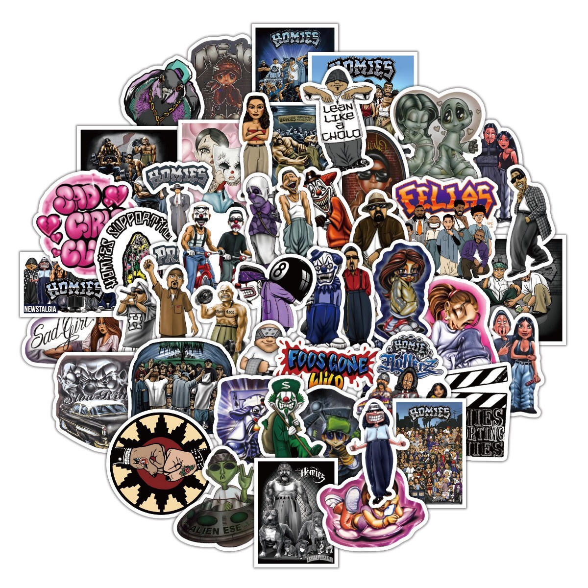 100Pcs Homies Sticker for Kids Teens Girls Scrapbooking Water Bottles