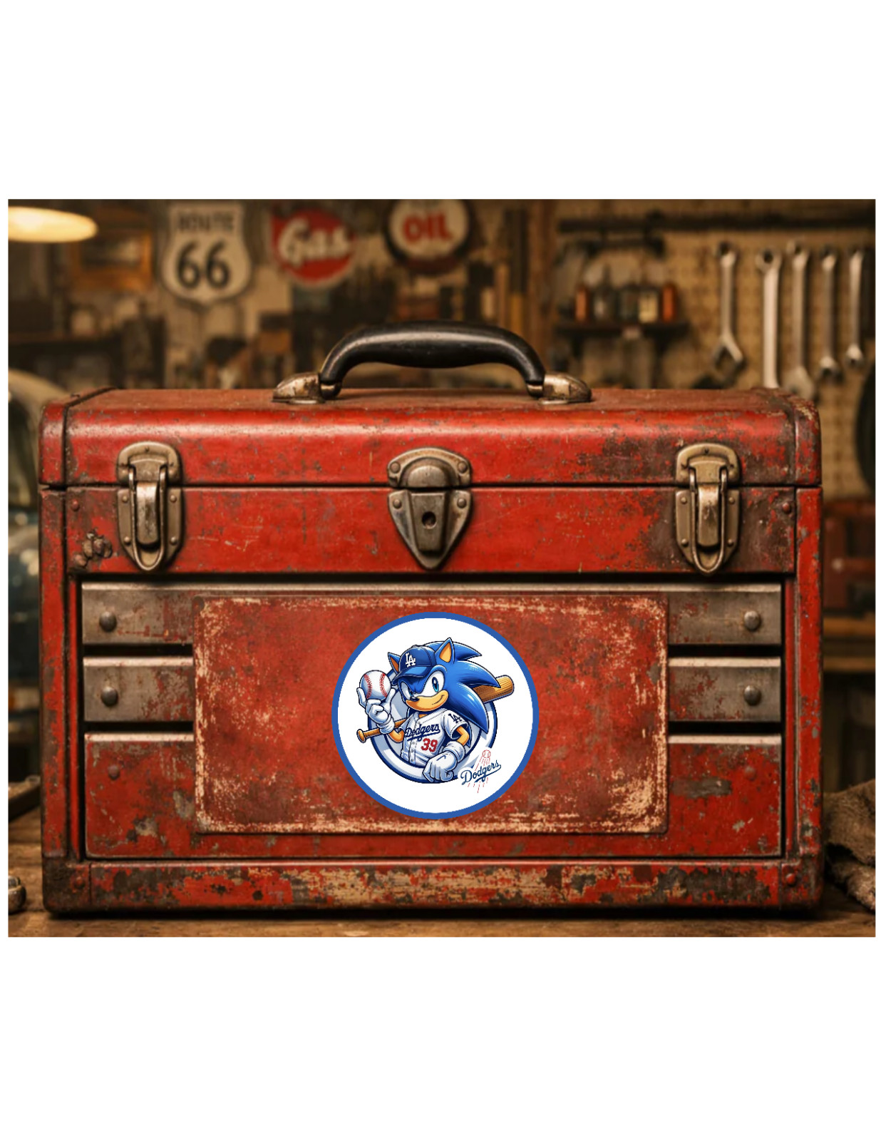 Los Angeles Dodgers (Sonic) 4" Vinyl Decal Handmade Auto Cooler Laptop Tool Box