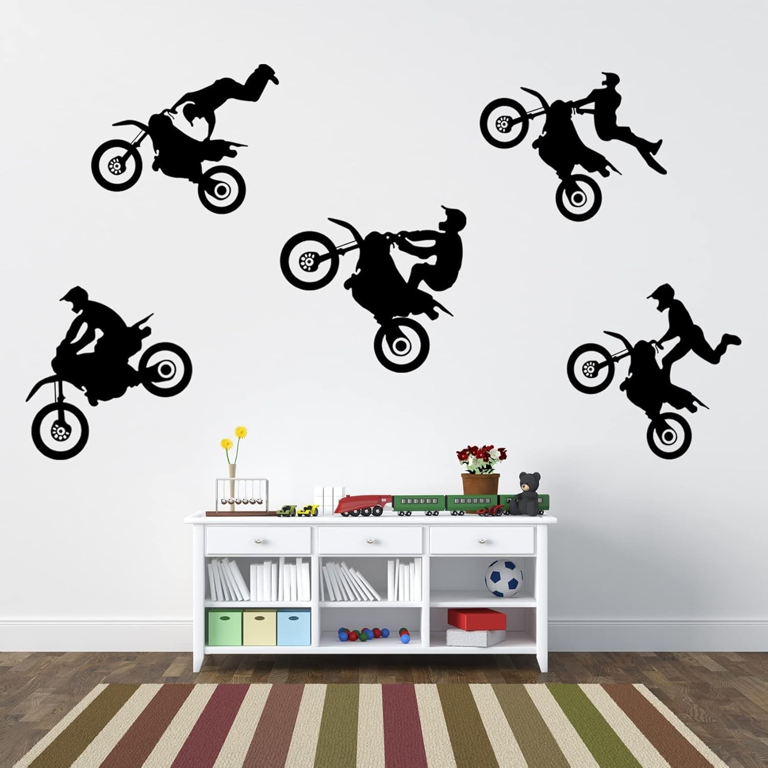 Motocross Wall Decals, Peel & Stick Dirt Bike Stickers for Bedroom, Room Decor