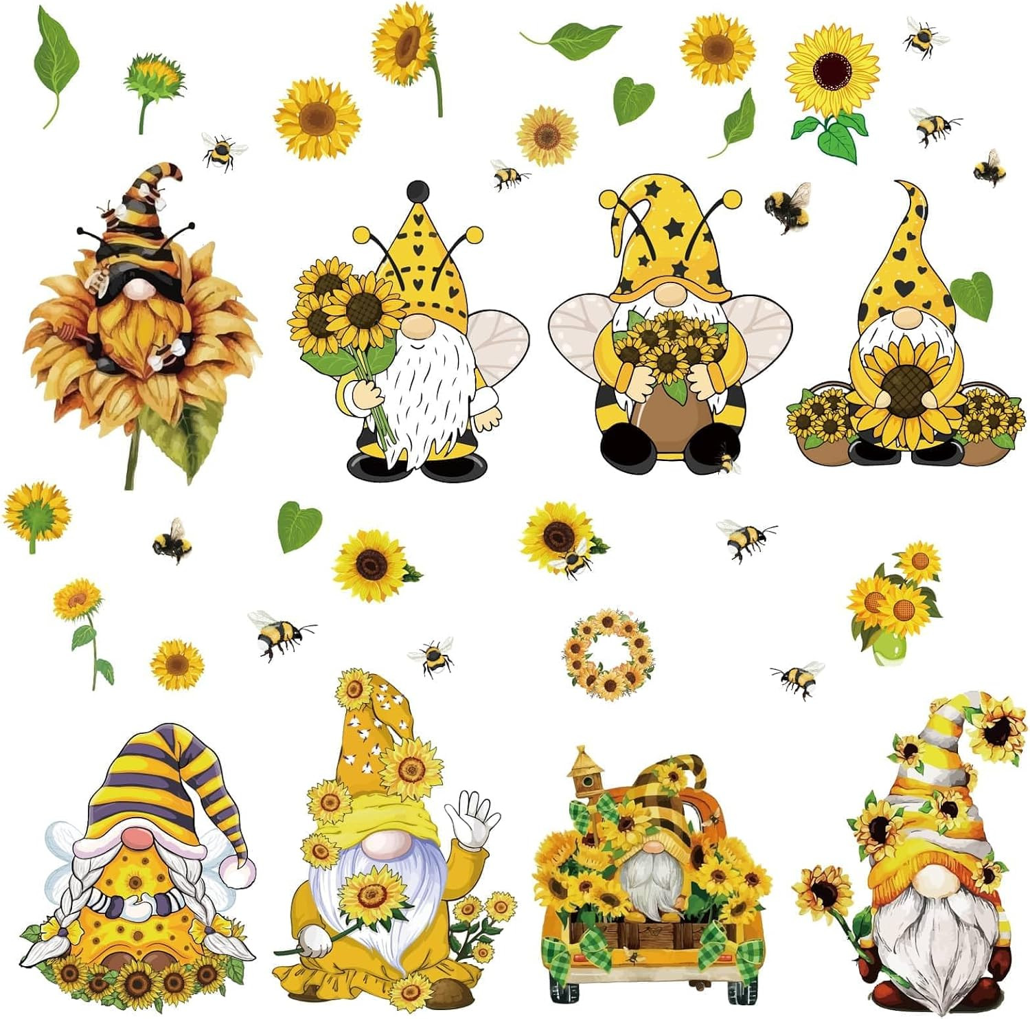 8 Sheets Wall Decals Hummingbird Flowers Butterfly Window Stickers