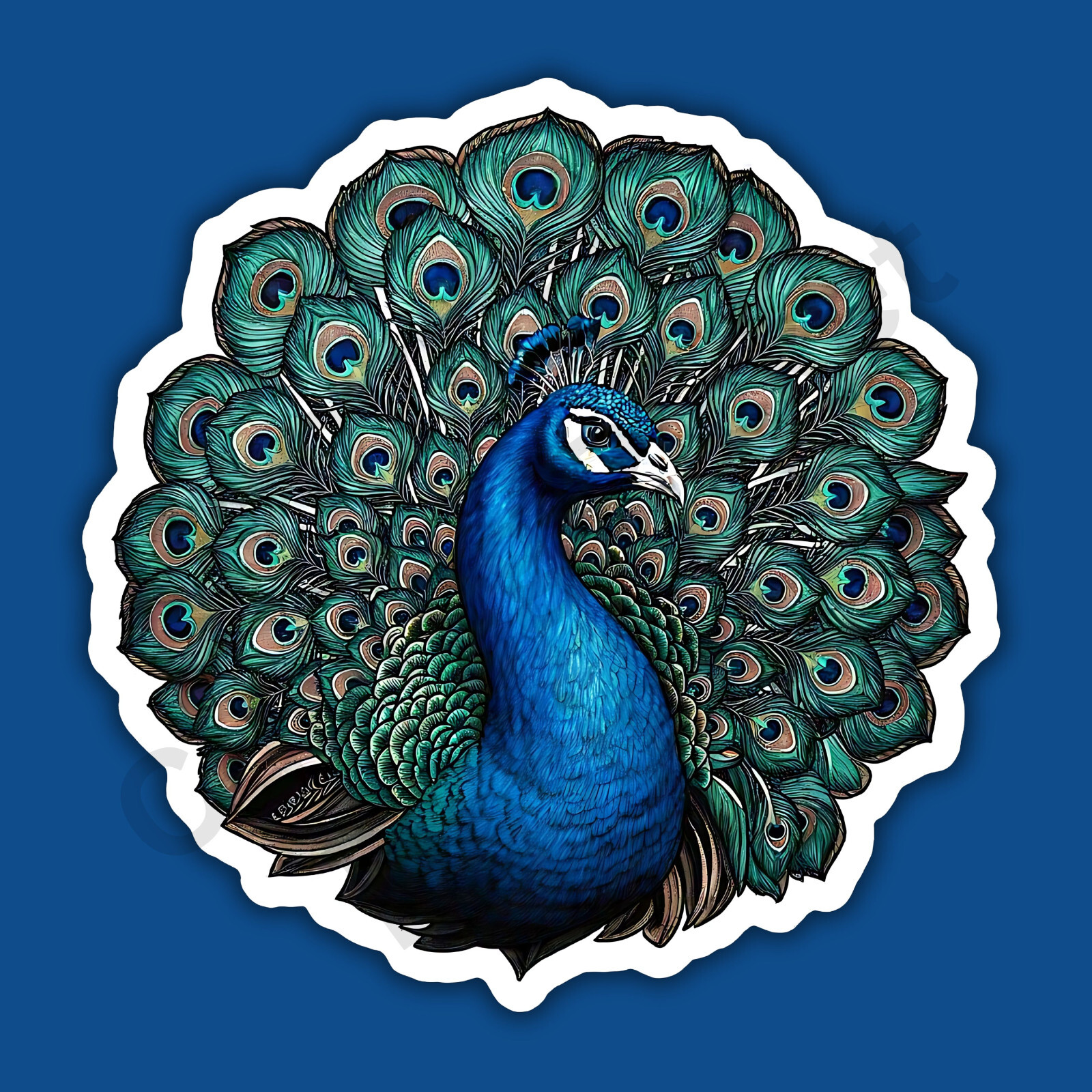 Peacock Feathers Plumage Beautiful Blue Green 3" Vinyl Sticker