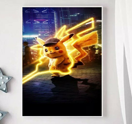 Poster Fabric Pokemon Without Framework Detective Pikatchu Dash 50×29 1/2in
