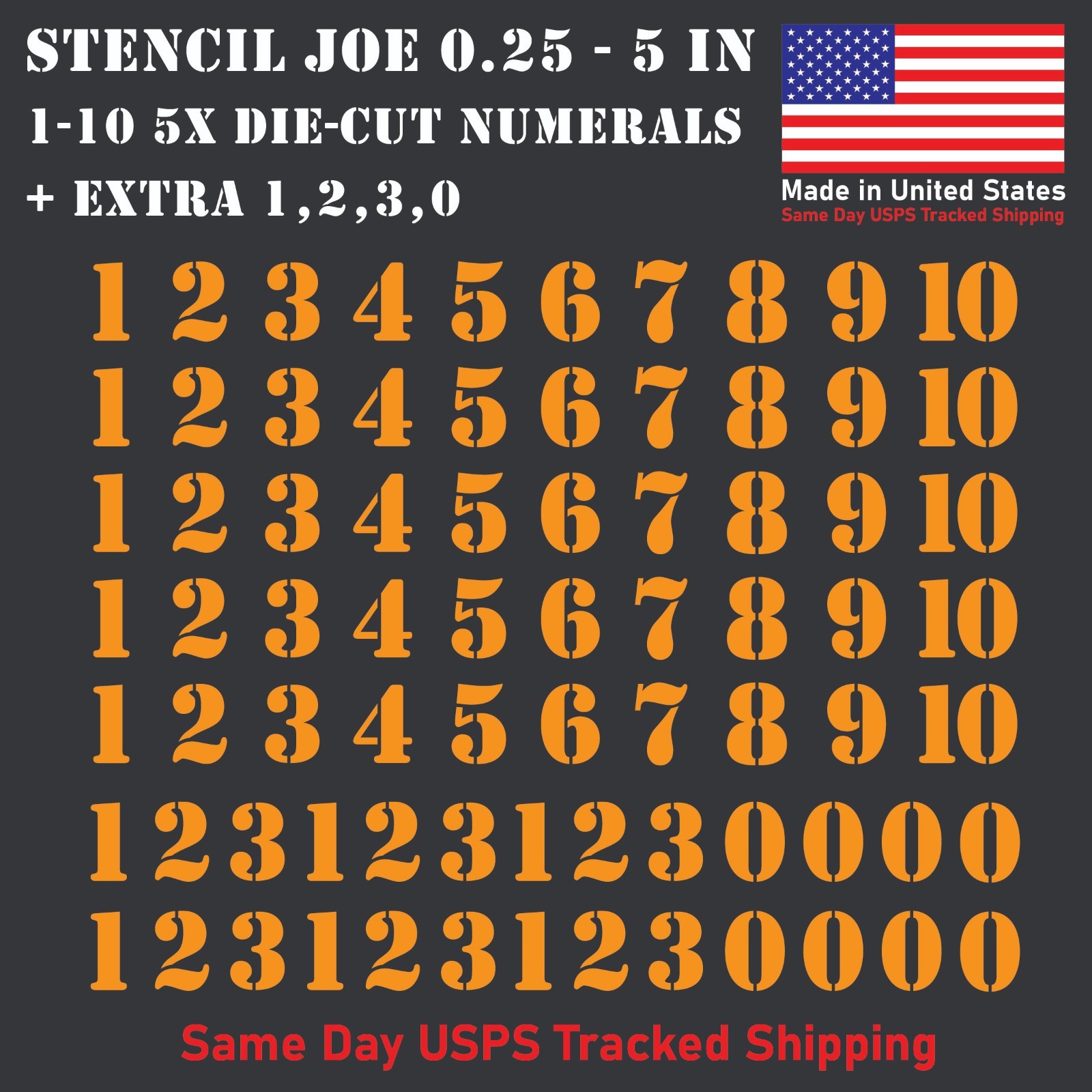 1-10 5x+ Stencil Joe Outdoor Vinyl Decal Numbers for Mailbox Door Address Locker