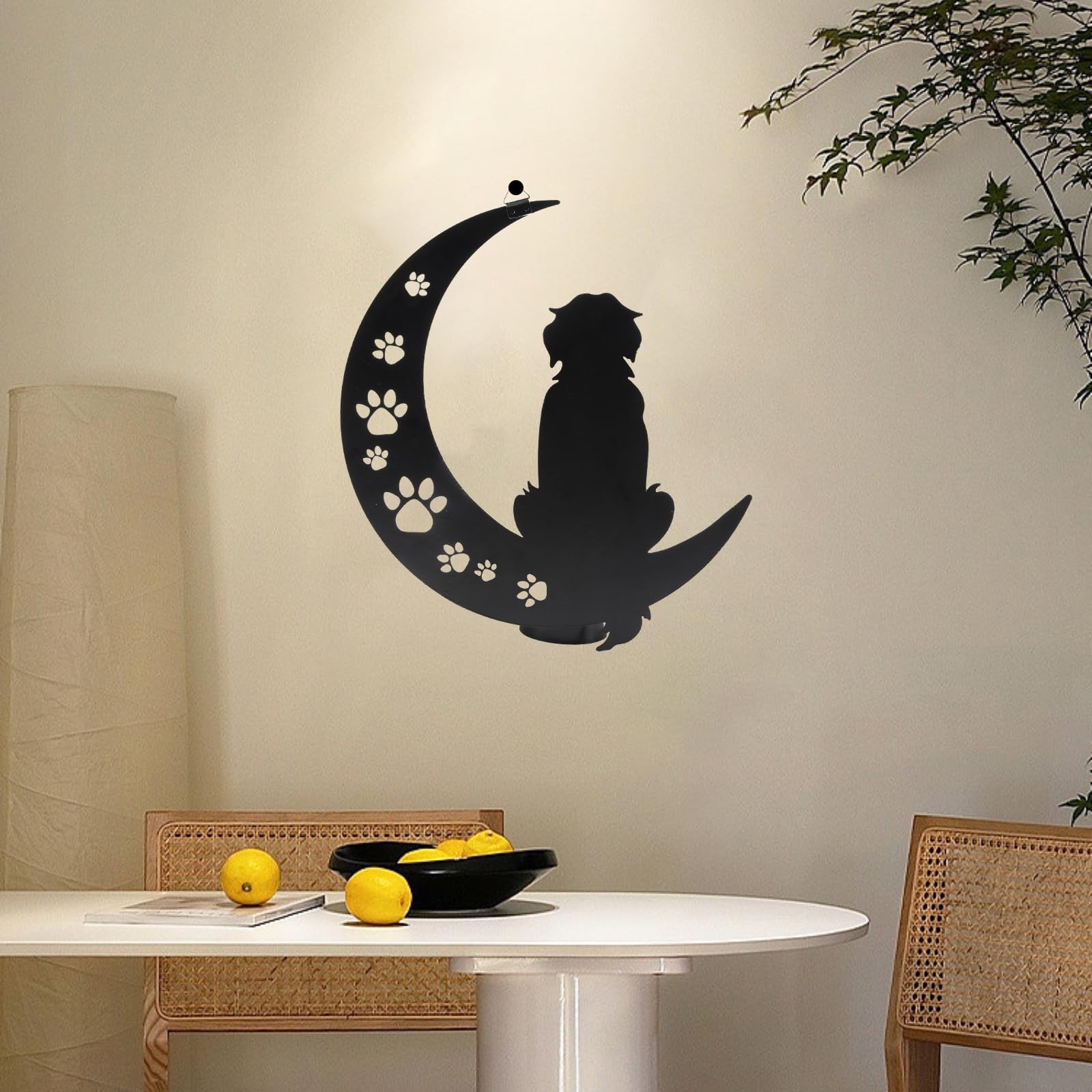 VZVXCC Dog Metal Wall Art Outdoor Decor- 12" Black Metal Wall Sculpture Statu…