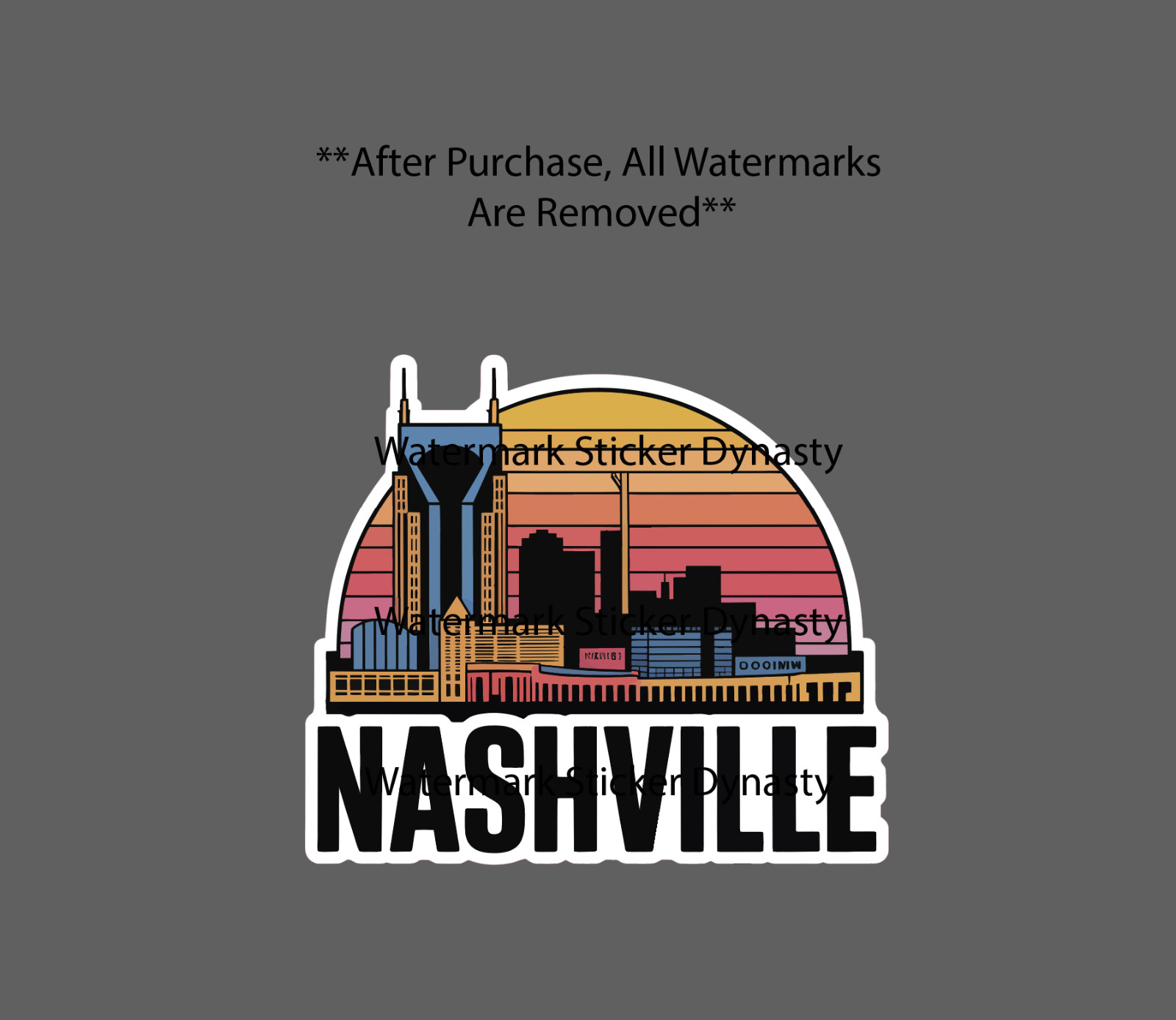 Nashville Sticker Waterproof Decal City Skyline Music Travel Band Gift NEW