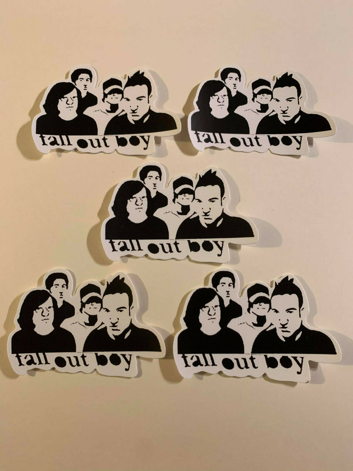 Lot of 5 FALL OUT BOY 2 1/2" x 1 1/2" Band Logo Sticker Black White FAST! FREE!