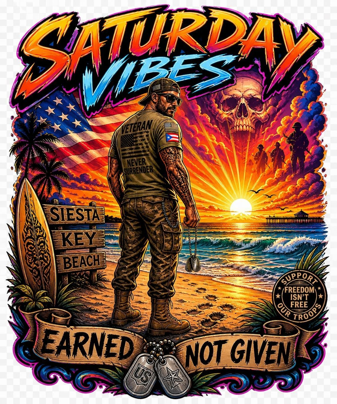 Saturday Vibes Earned Not Given Sticker Laptop Wall Mirror Cup Tumblr Locker Bin