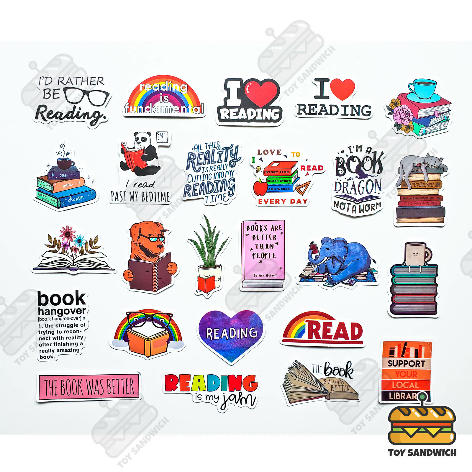 50 pcs "Reading Books " Sticker Pack Teacher Bookworm School Book Smart Decals