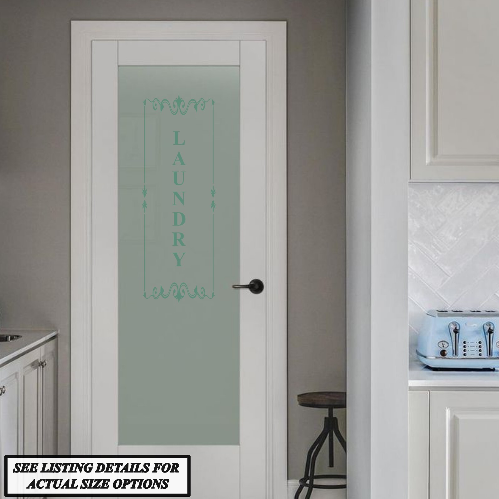 Laundry vertical vinyl door decal, sticker, wall art, farmhouse